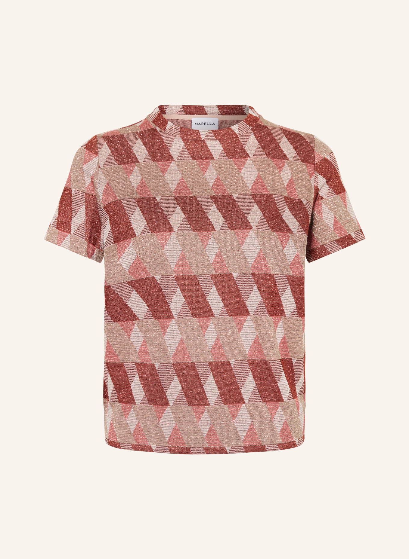 MARELLA T-shirt with glitter thread, Color: COGNAC/ ROSE/ LIGHT PINK (Image 1)