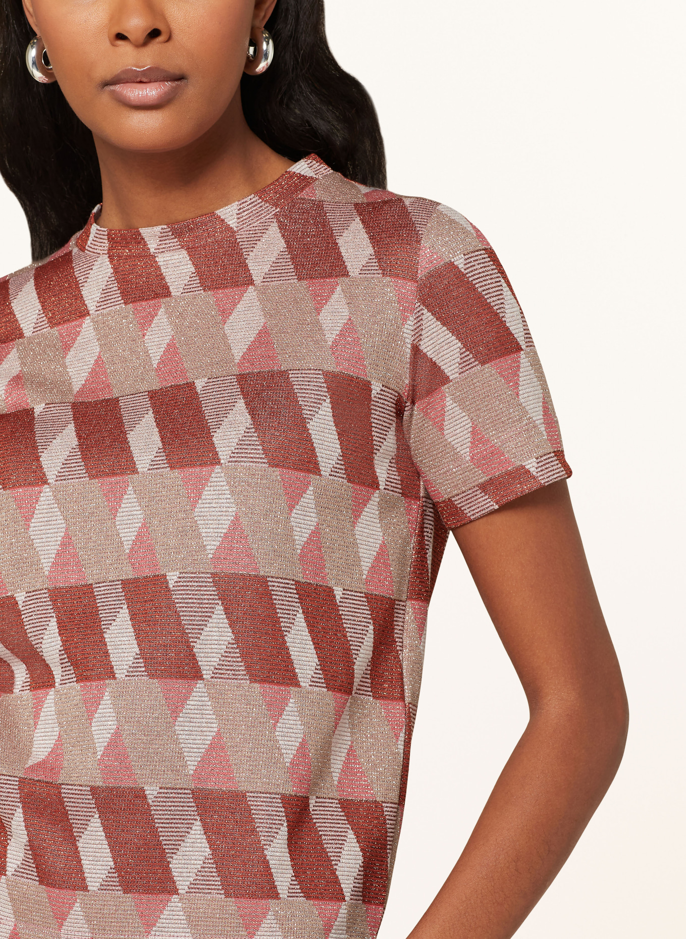 MARELLA T-shirt with glitter thread, Color: COGNAC/ ROSE/ LIGHT PINK (Image 4)