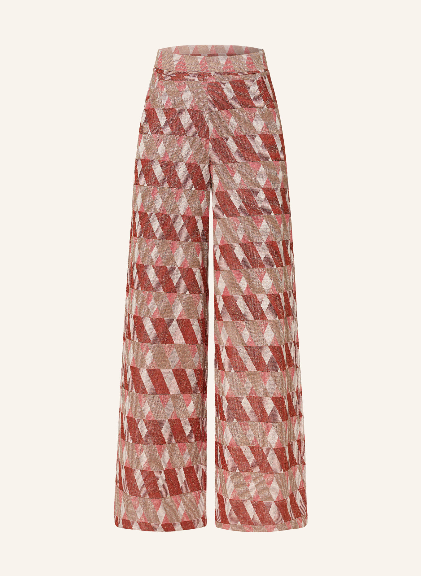 MARELLA Wide leg trousers with glitter thread, Color: COGNAC/ ROSE/ LIGHT PINK (Image 1)