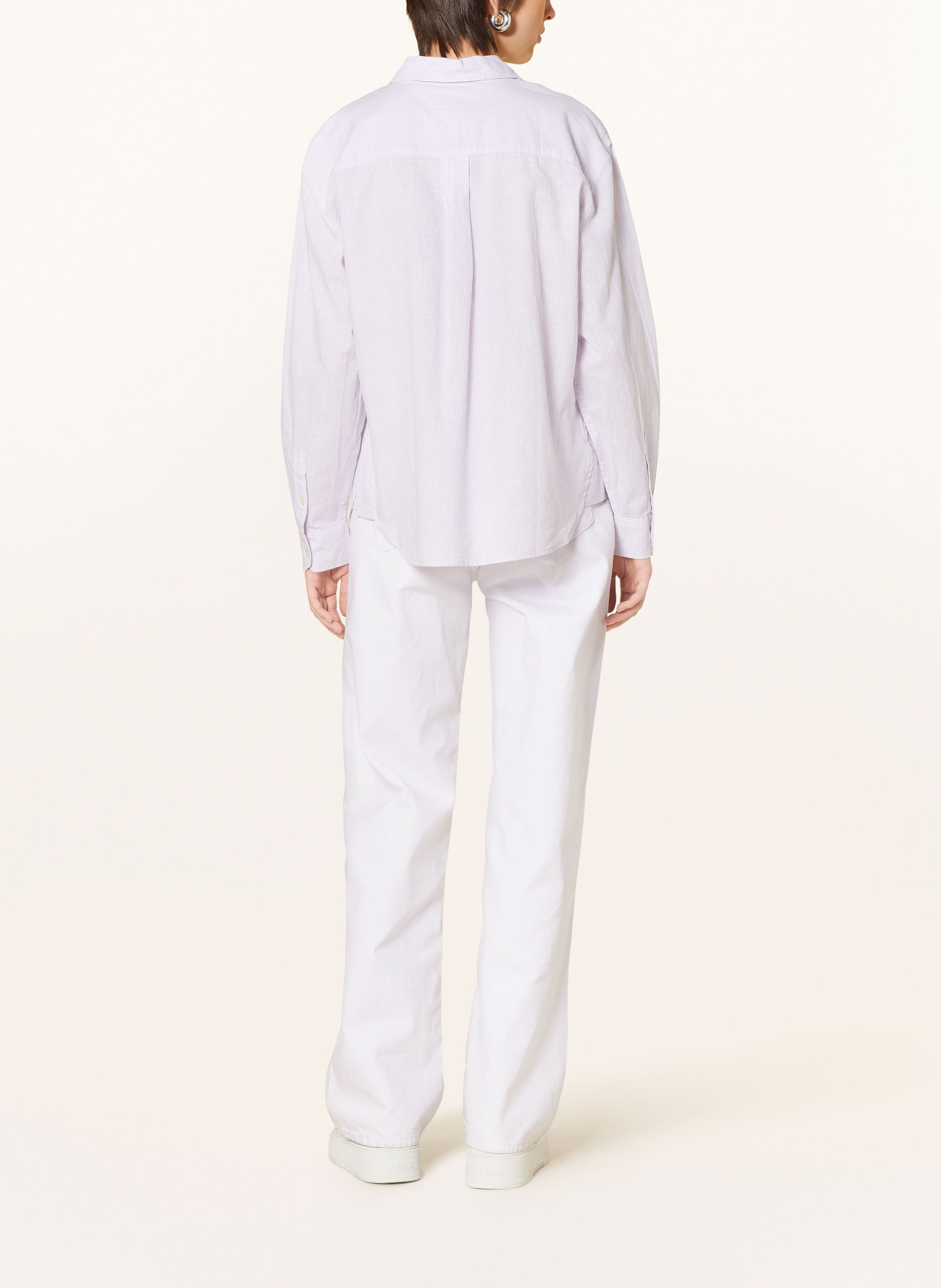 TOMMY JEANS Shirt blouse with linen, Color: LIGHT PURPLE/ WHITE (Image 3)