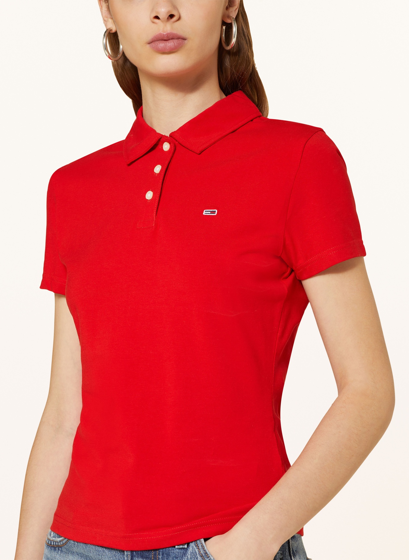 TOMMY JEANS Jersey-Poloshirt, Farbe: ROT (Bild 4)