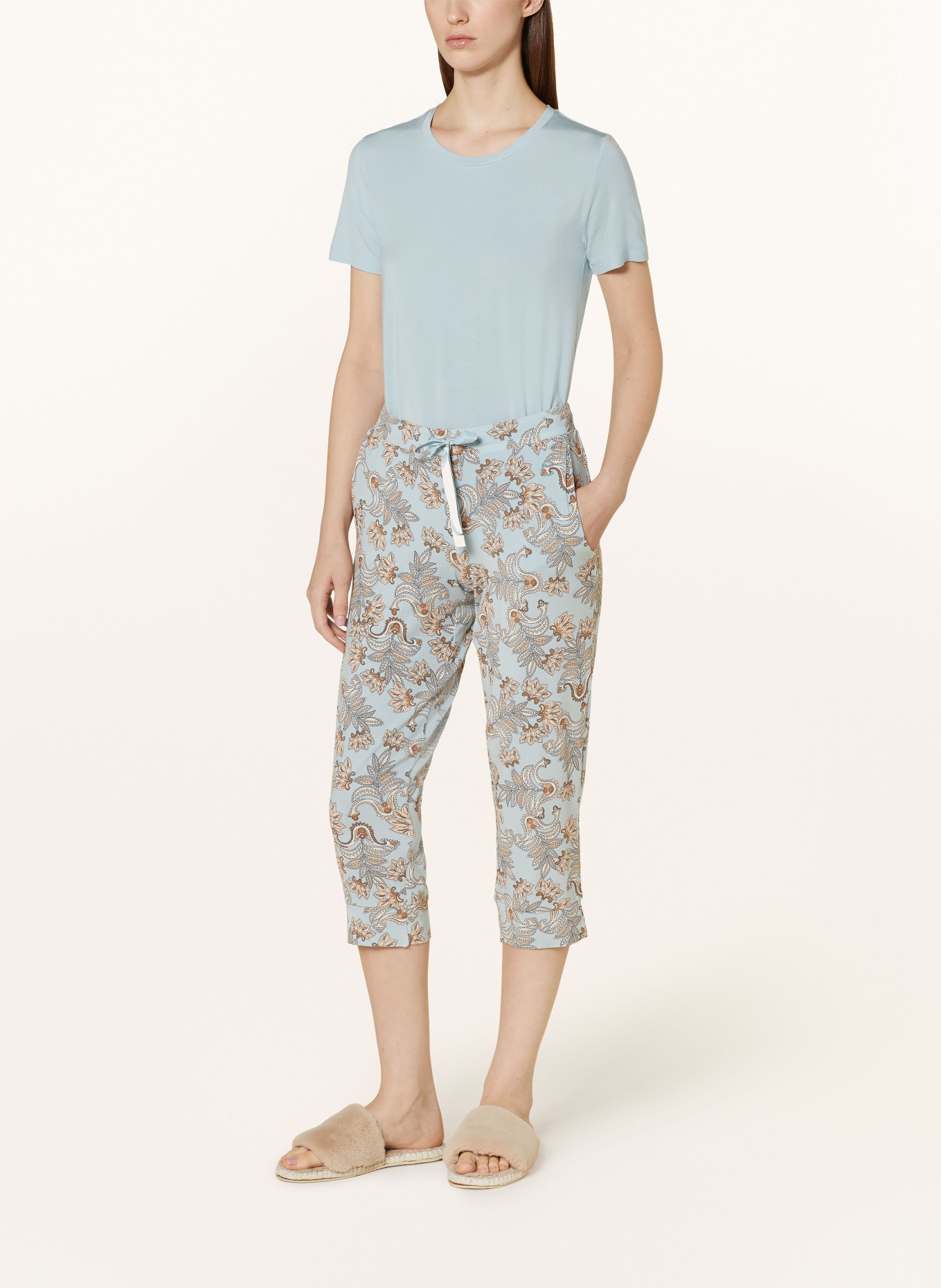 SCHIESSER 3/4 pajama pants MIX+RELAX, Color: LIGHT BLUE/ LIGHT ORANGE (Image 2)