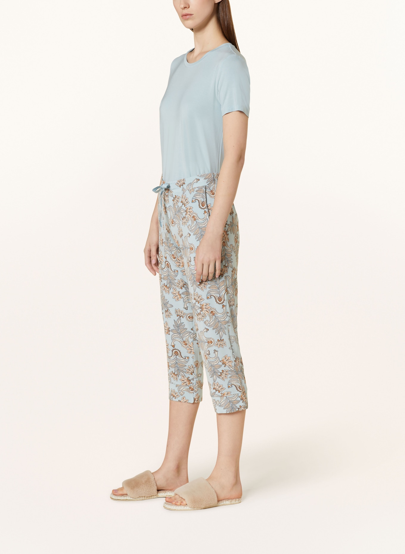 SCHIESSER 3/4 pajama pants MIX+RELAX, Color: LIGHT BLUE/ LIGHT ORANGE (Image 4)