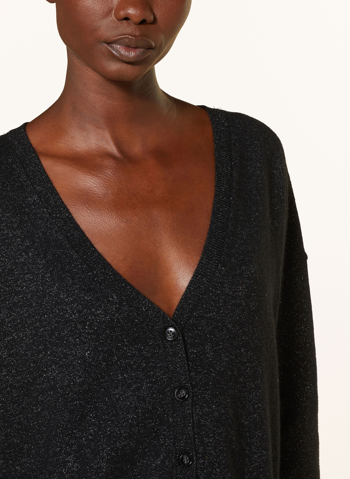 LISA YANG Cardigan made of cashmere with glitter thread, Color: BLACK (Image 4)