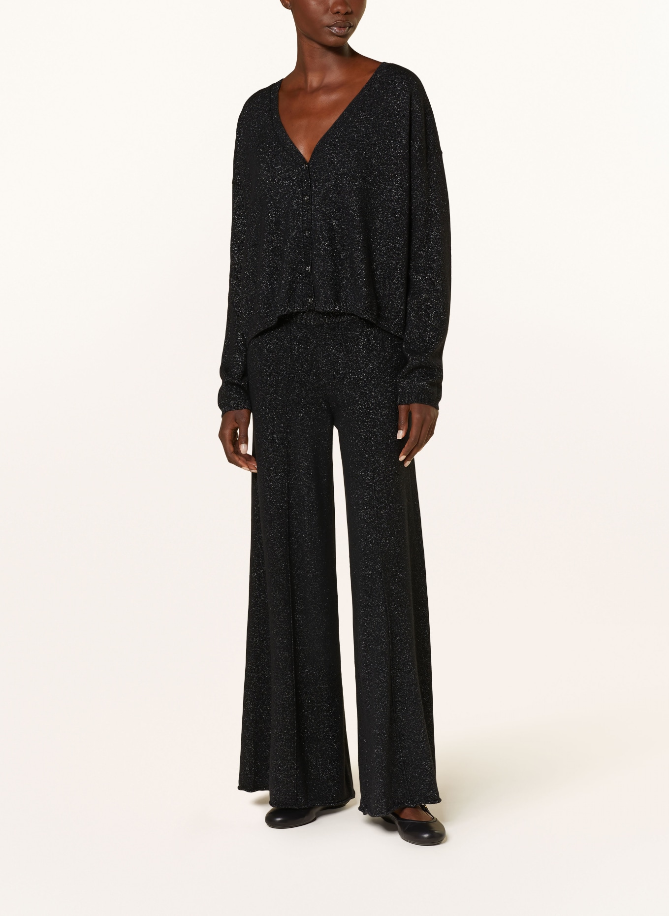 LISA YANG Knit trousers made of cashmere with glitter thread, Color: BLACK (Image 2)
