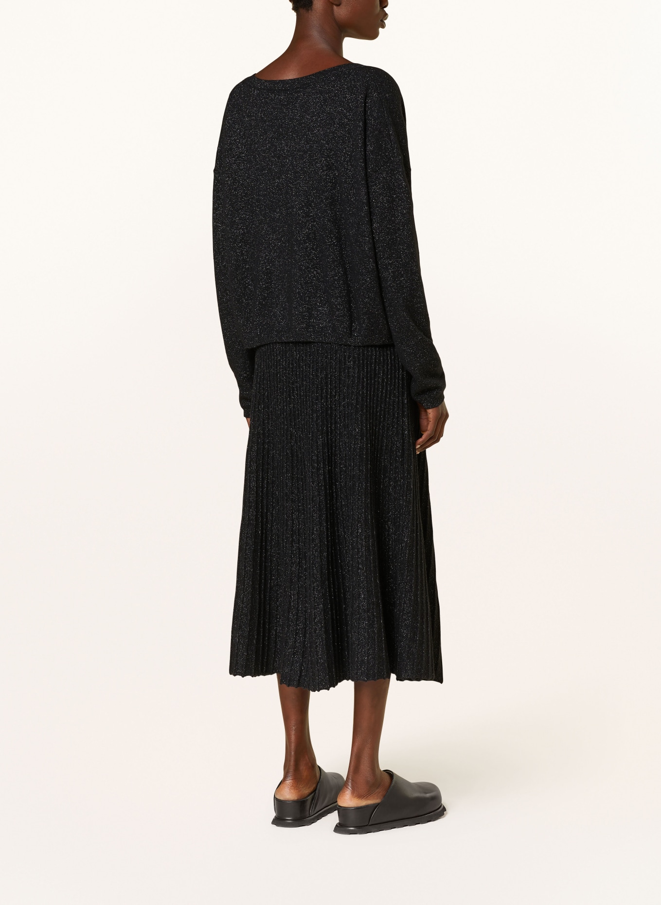 LISA YANG Knit skirt made of cashmere with pleats, Color: BLACK (Image 3)