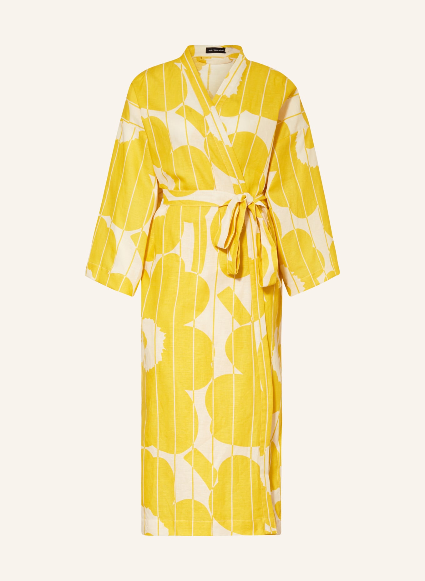 marimekko Unisex bathrobe VESI UNIKKO with linen, Color: YELLOW/ WHITE (Image 1)