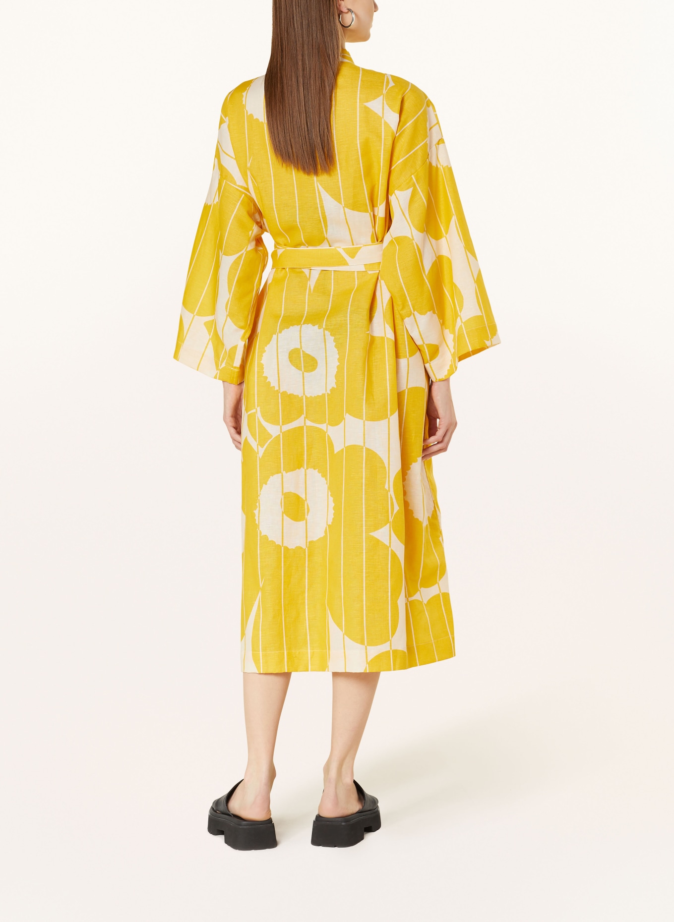 marimekko Unisex bathrobe VESI UNIKKO with linen, Color: YELLOW/ WHITE (Image 3)