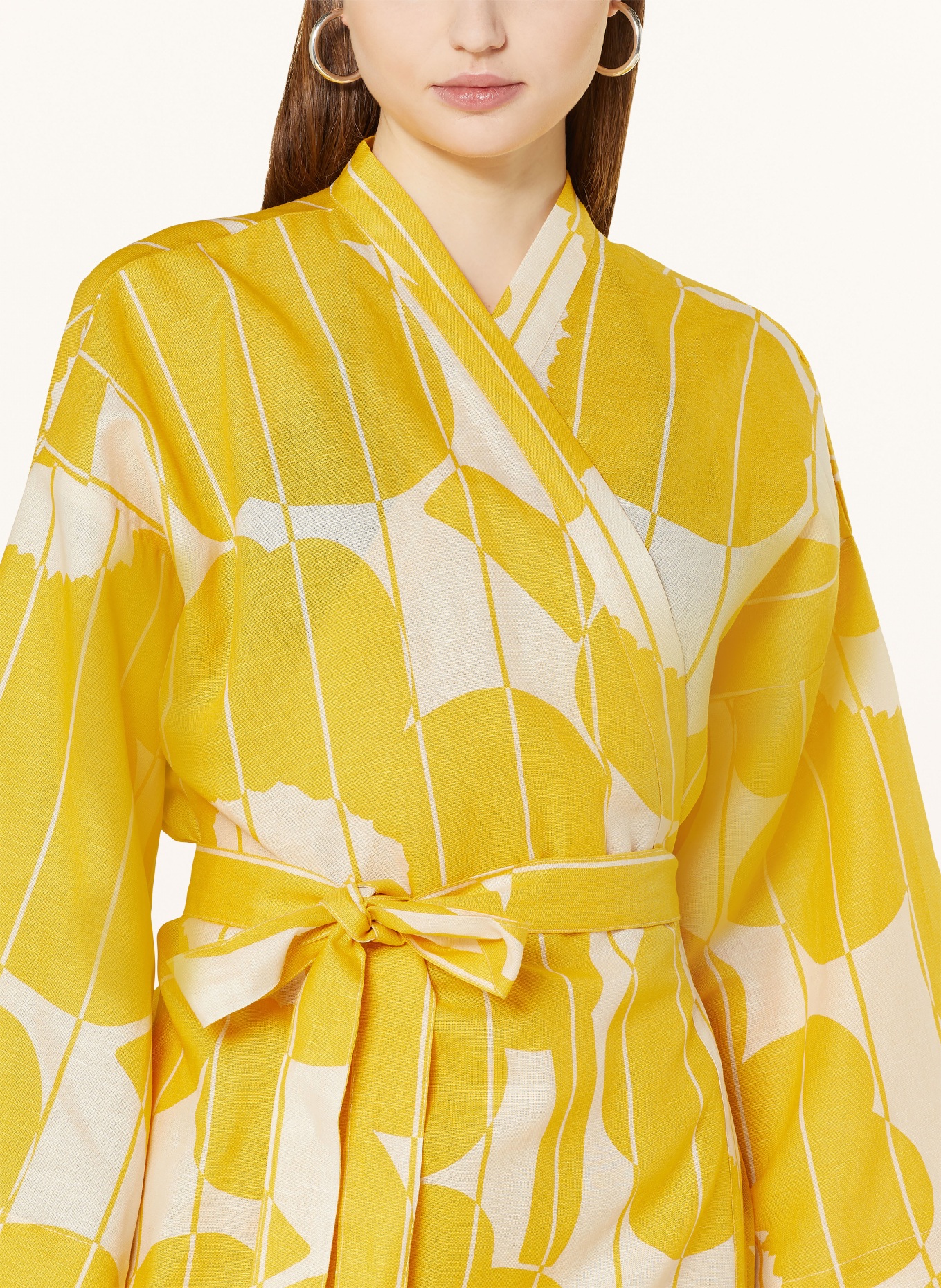 marimekko Unisex bathrobe VESI UNIKKO with linen, Color: YELLOW/ WHITE (Image 4)