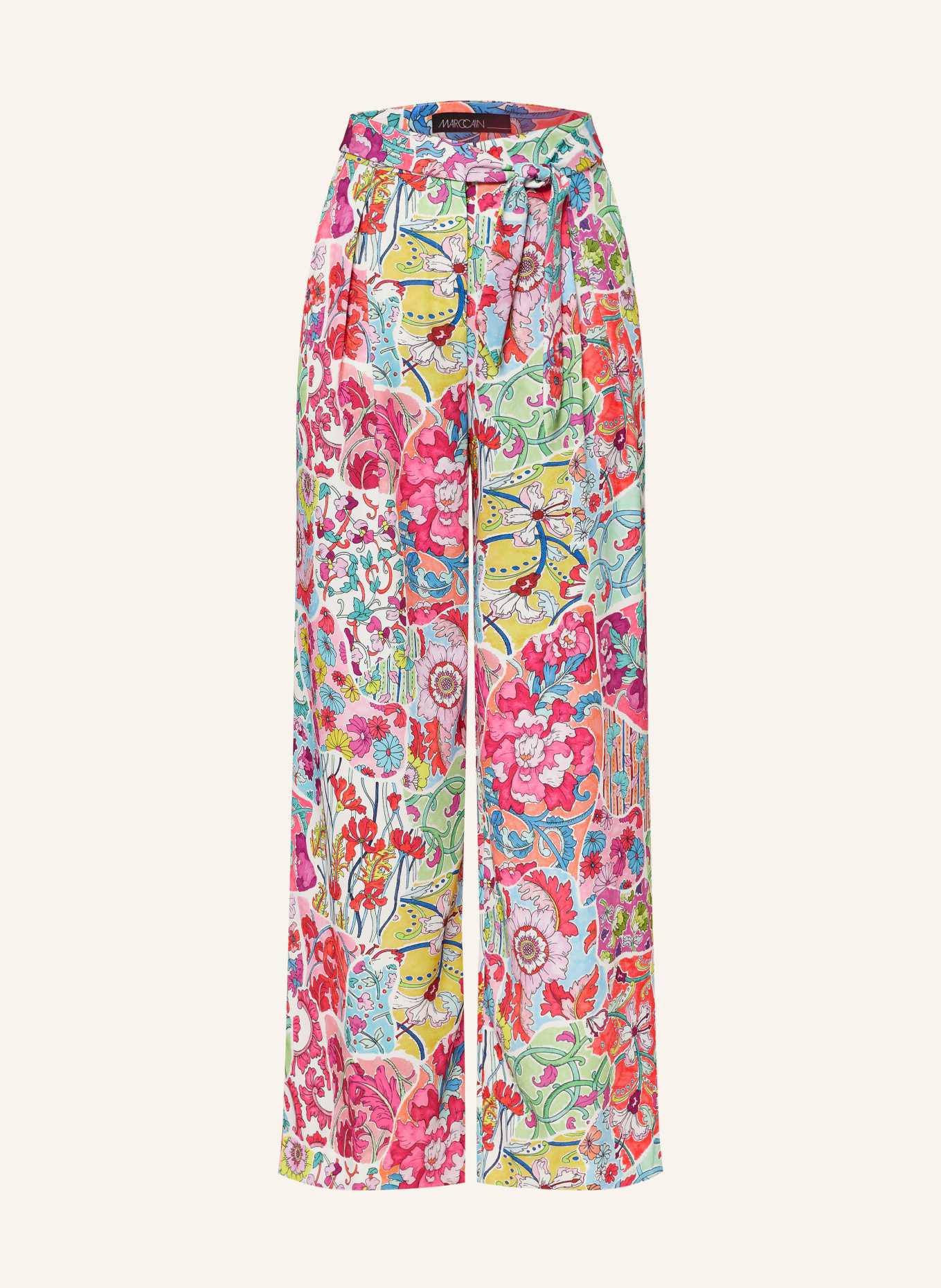 MARC CAIN Wide leg trousers MIRA, Color: PINK/ DARK YELLOW/ BLUE (Image 1)