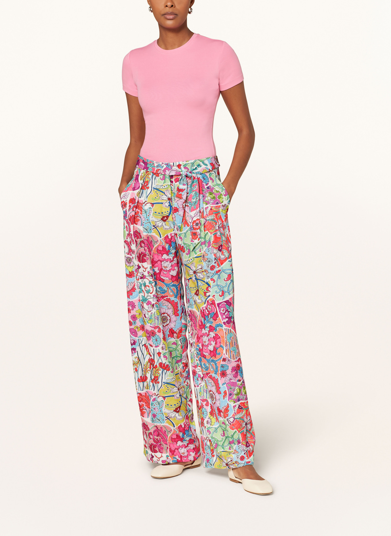 MARC CAIN Wide leg trousers MIRA, Color: PINK/ DARK YELLOW/ BLUE (Image 2)