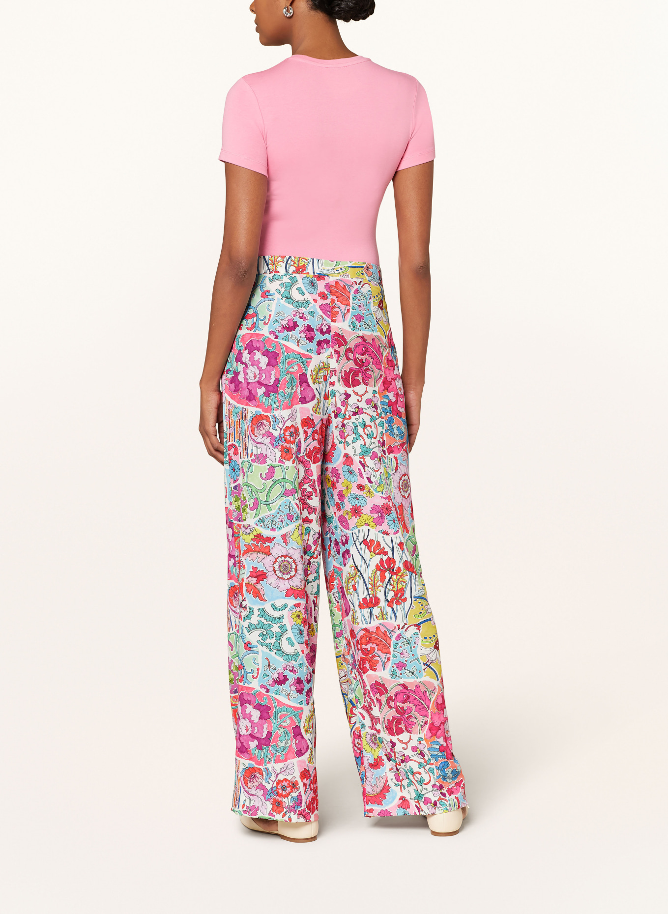 MARC CAIN Wide leg trousers MIRA, Color: PINK/ DARK YELLOW/ BLUE (Image 3)