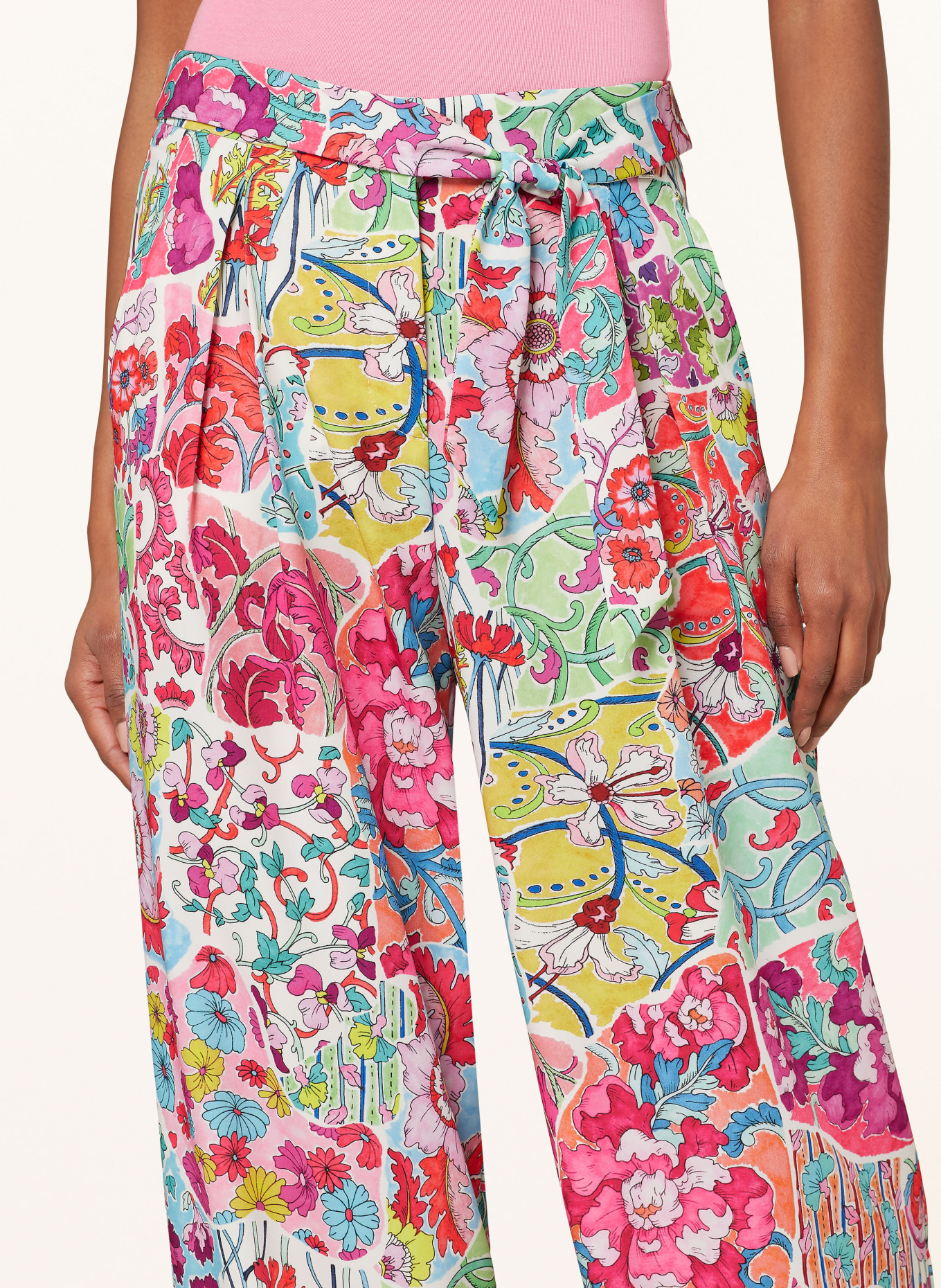 MARC CAIN Wide leg trousers MIRA, Color: PINK/ DARK YELLOW/ BLUE (Image 5)