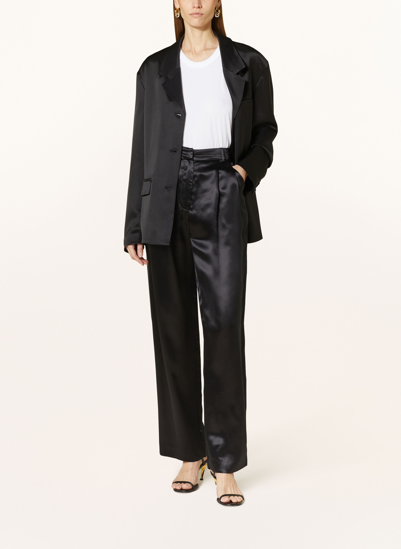 LOULOU STUDIO Wide leg trousers VIONE with silk, Color: BLACK (Image 2)