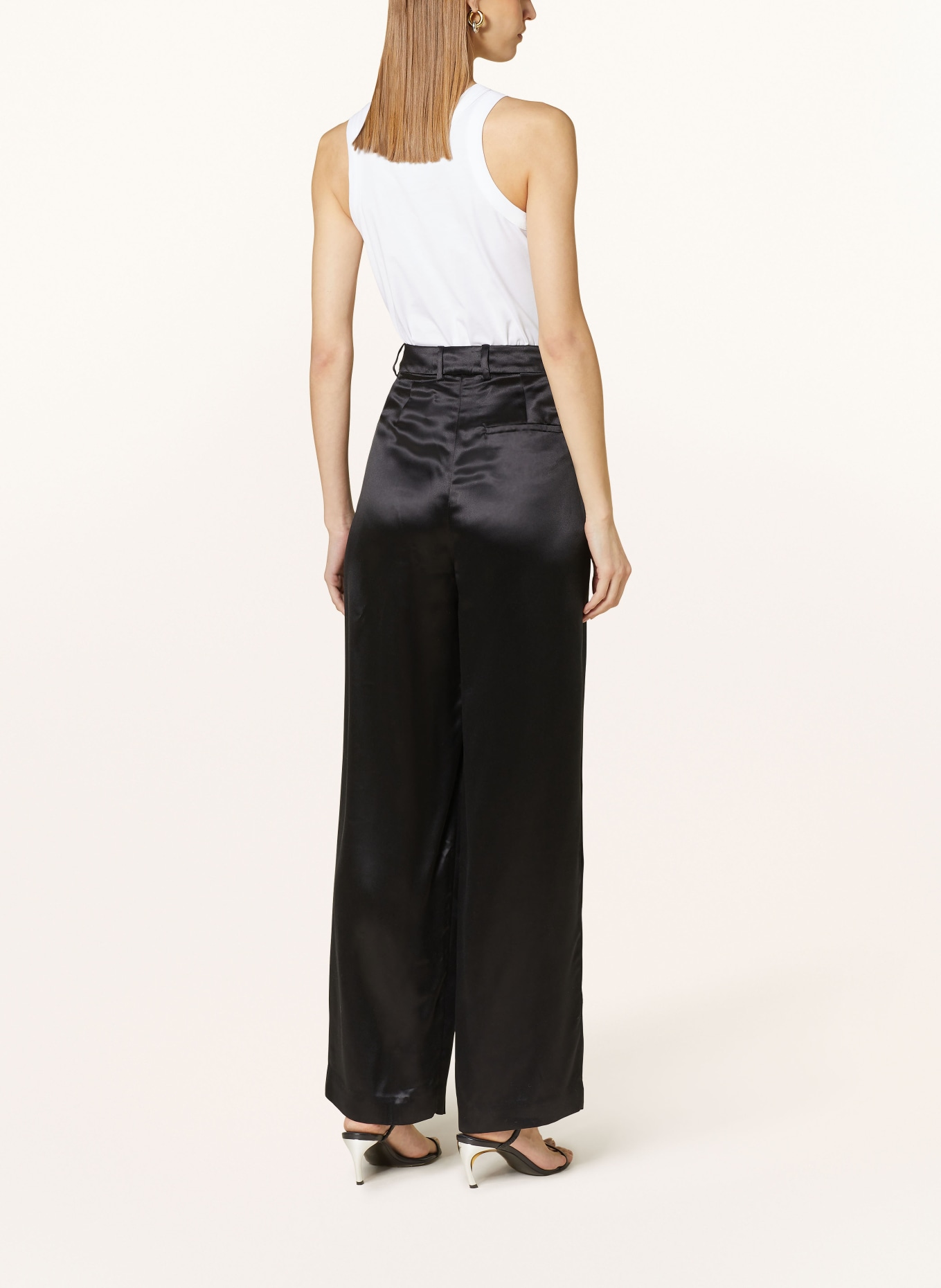LOULOU STUDIO Wide leg trousers VIONE with silk, Color: BLACK (Image 3)