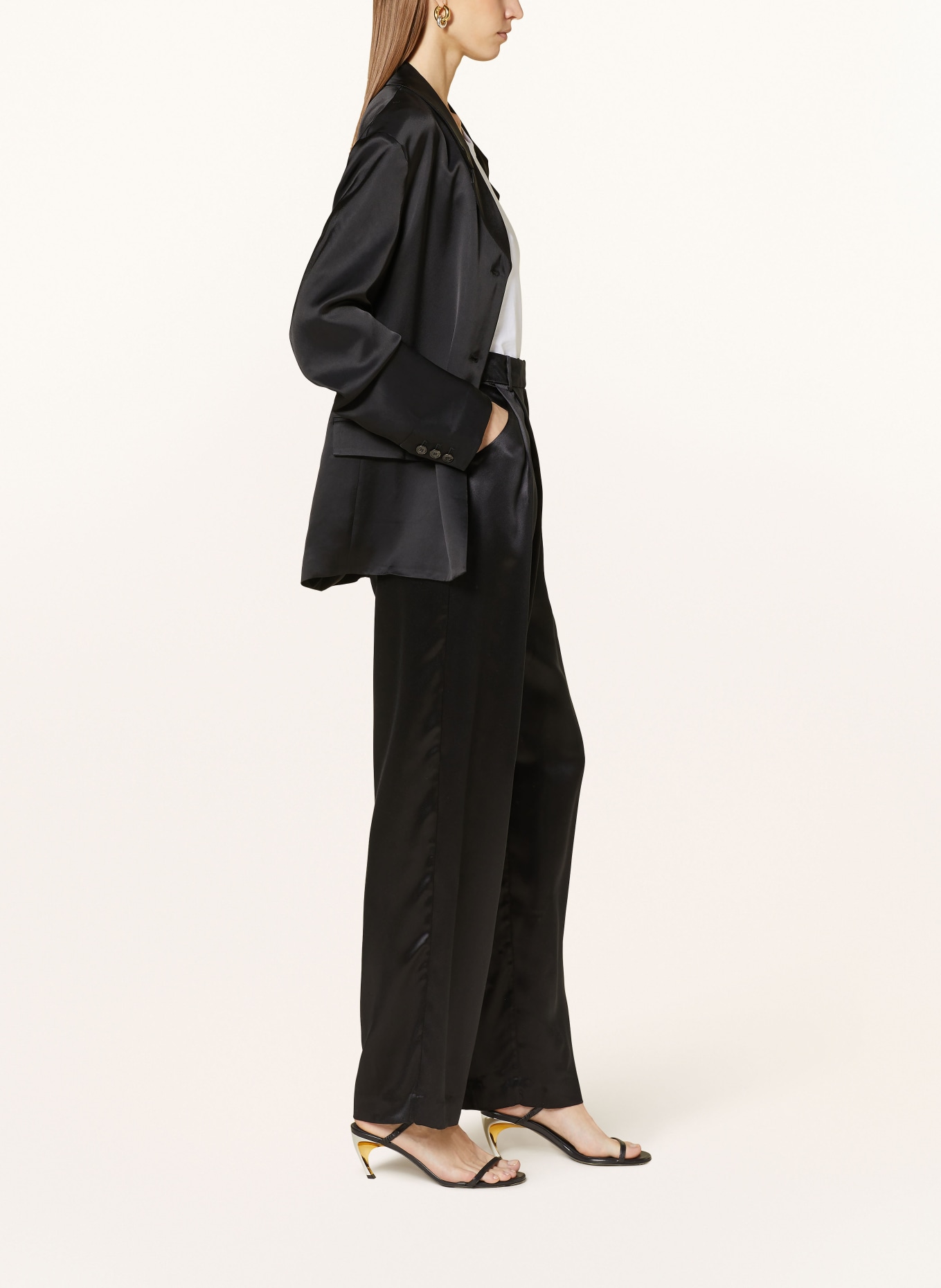LOULOU STUDIO Wide leg trousers VIONE with silk, Color: BLACK (Image 4)