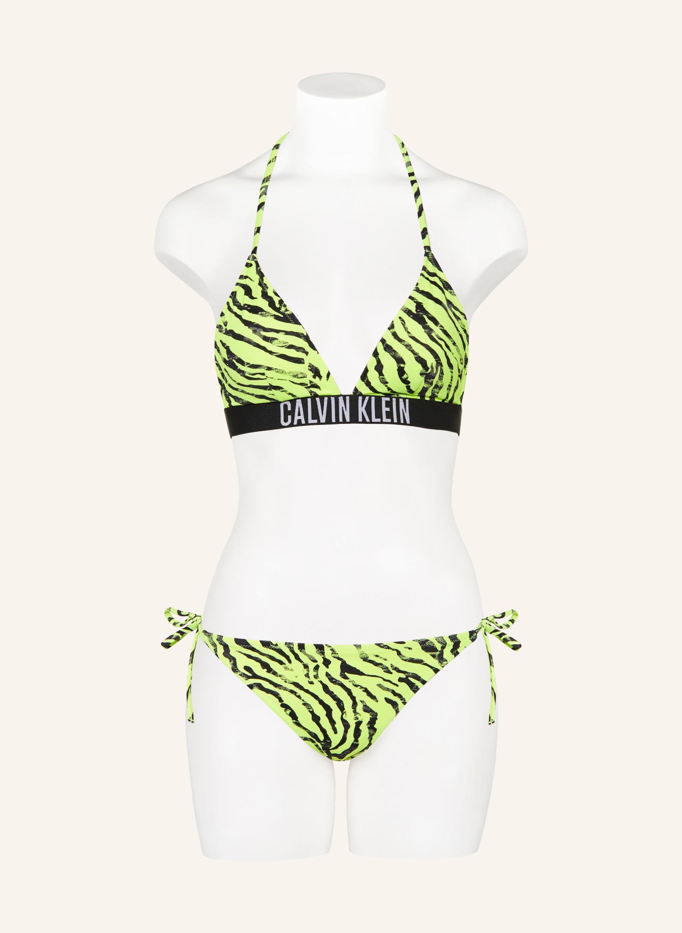 Calvin Klein Triangle bikini top, Color: NEON YELLOW/ BLACK (Image 2)
