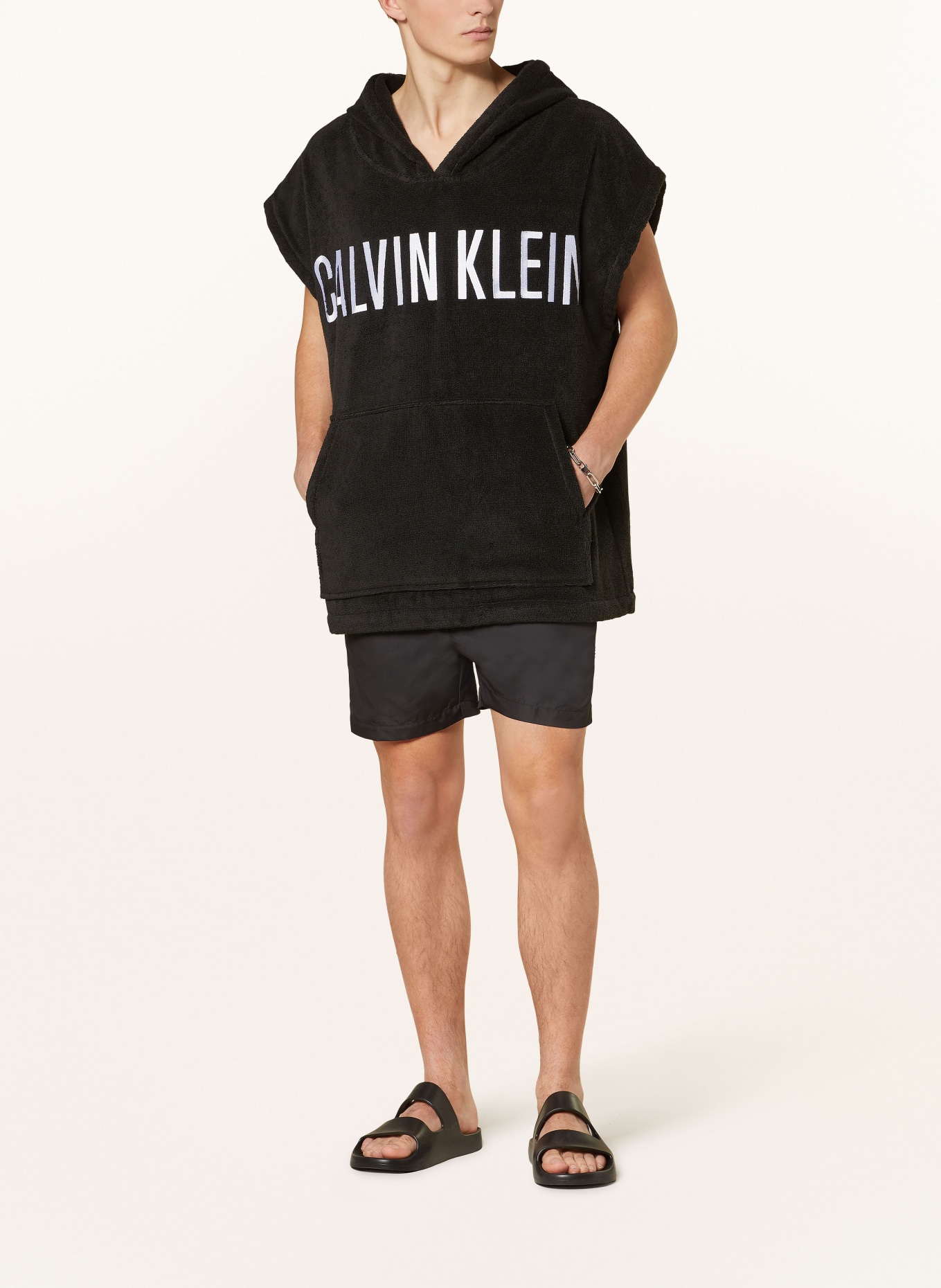 Calvin Klein Bluza z kapturem z frotte, Kolor: CZARNY/ BIAŁY (Obrazek 2)