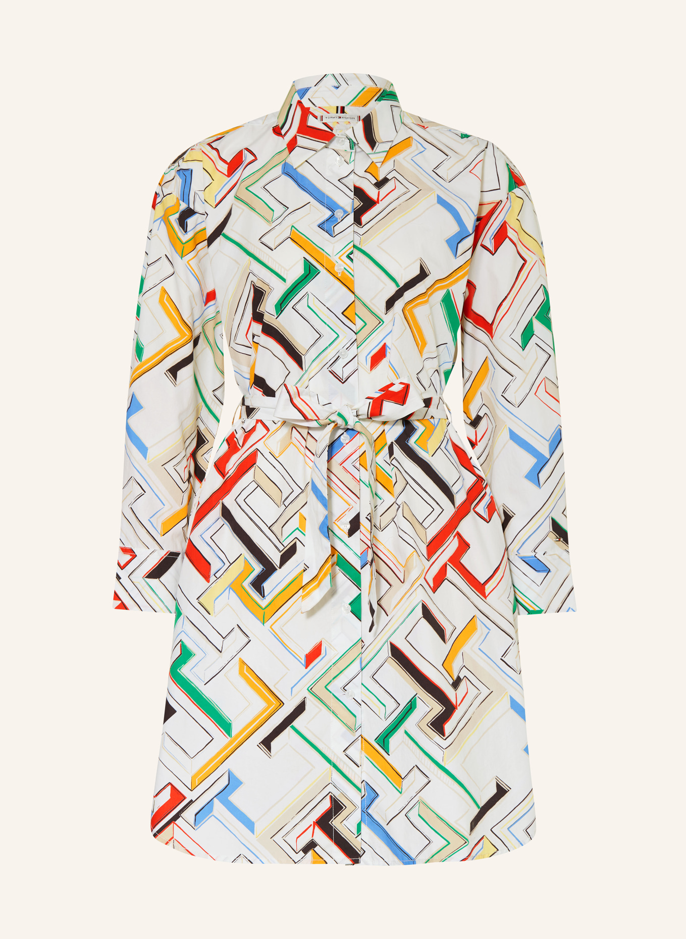 TOMMY HILFIGER Shirt dress, Color: WHITE/ GREEN/ RED (Image 1)