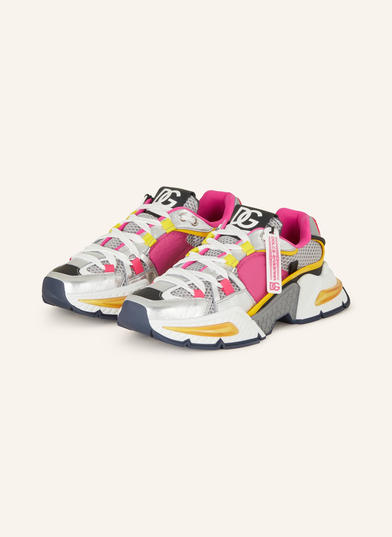 DOLCE & GABBANA Sneakers AIRMASTER, Color: SILVER/ PINK/ YELLOW (Image 1)
