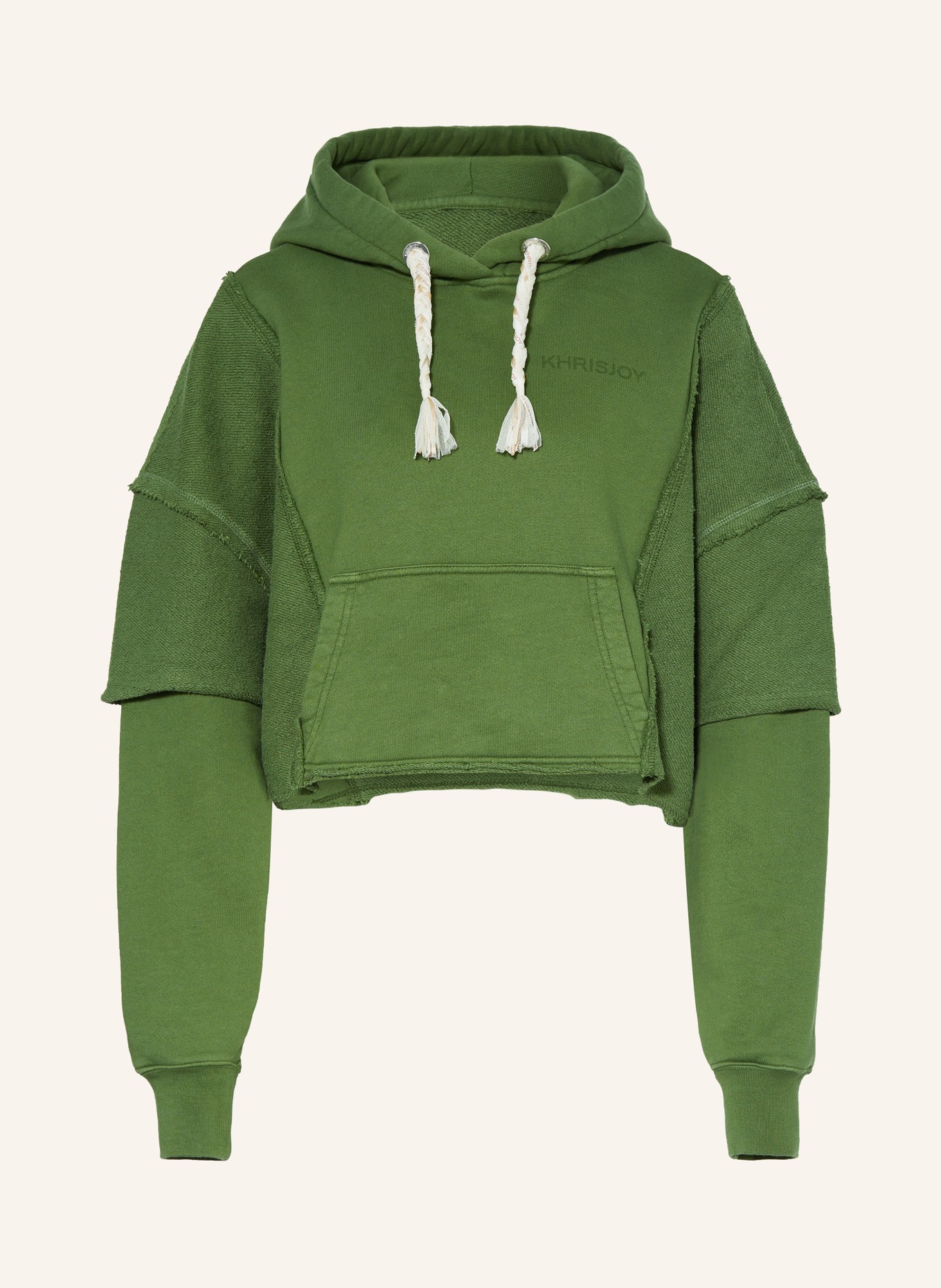 KHRISJOY Cropped hoodie, Color: OLIVE (Image 1)