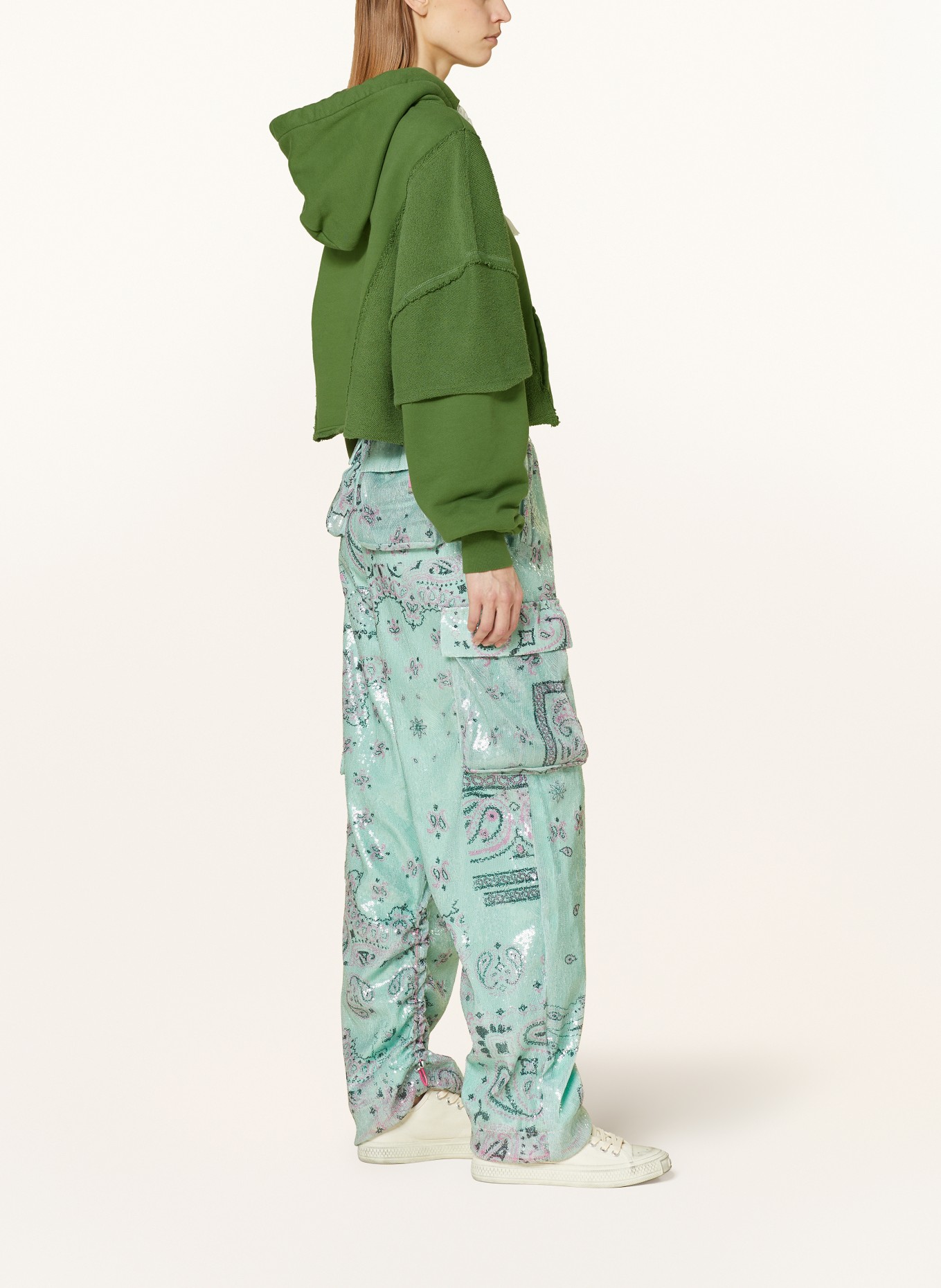 KHRISJOY Cropped hoodie, Color: OLIVE (Image 4)