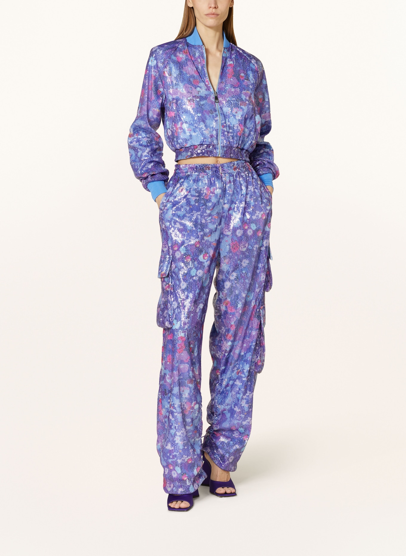KHRISJOY Cargo pants with sequins, Color: PURPLE/ LIGHT PURPLE/ PINK (Image 2)