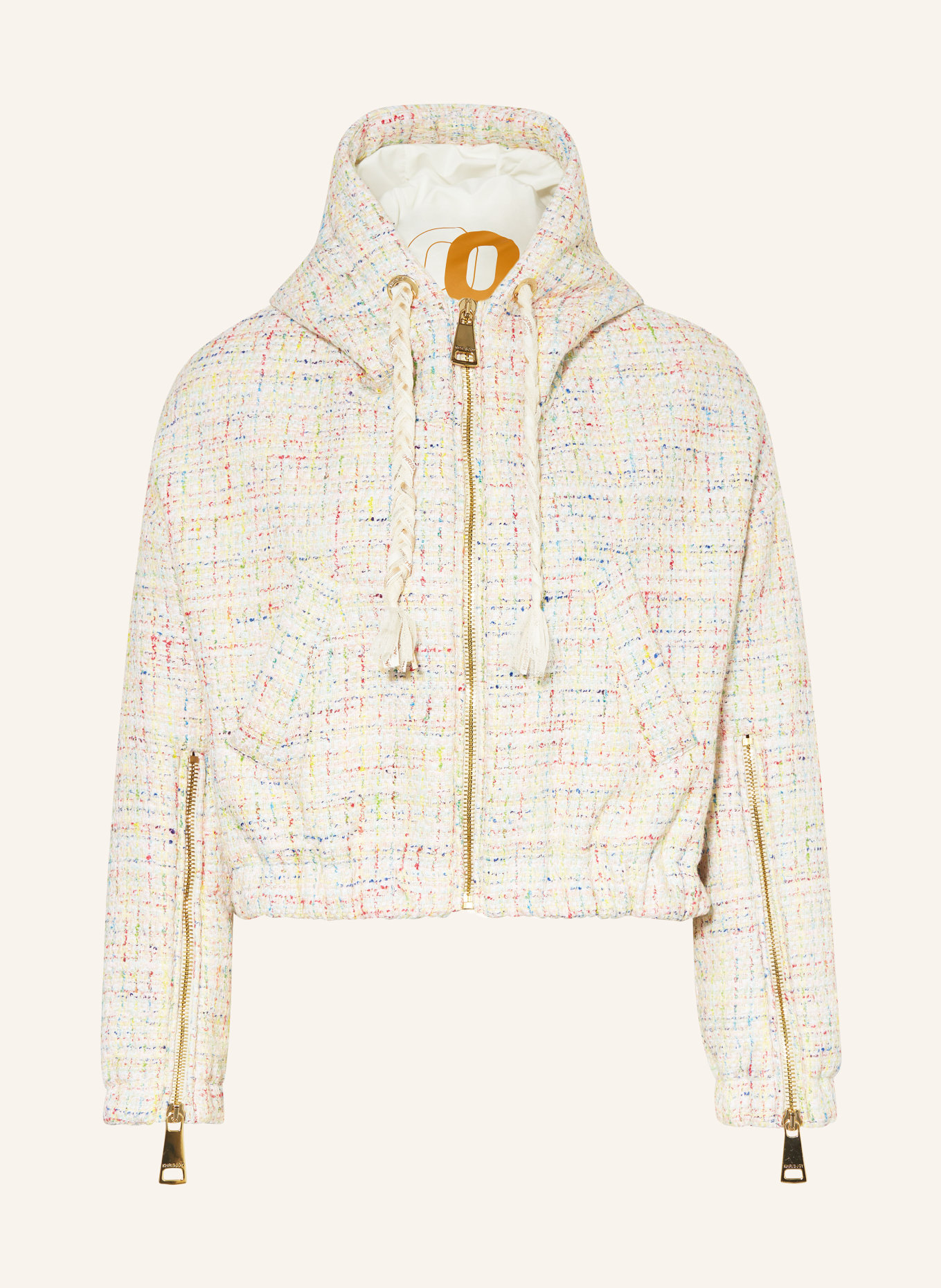 KHRISJOY Cropped bomber jacket in tweed, Color: LIGHT PINK/ LIGHT YELLOW/ GREEN (Image 1)
