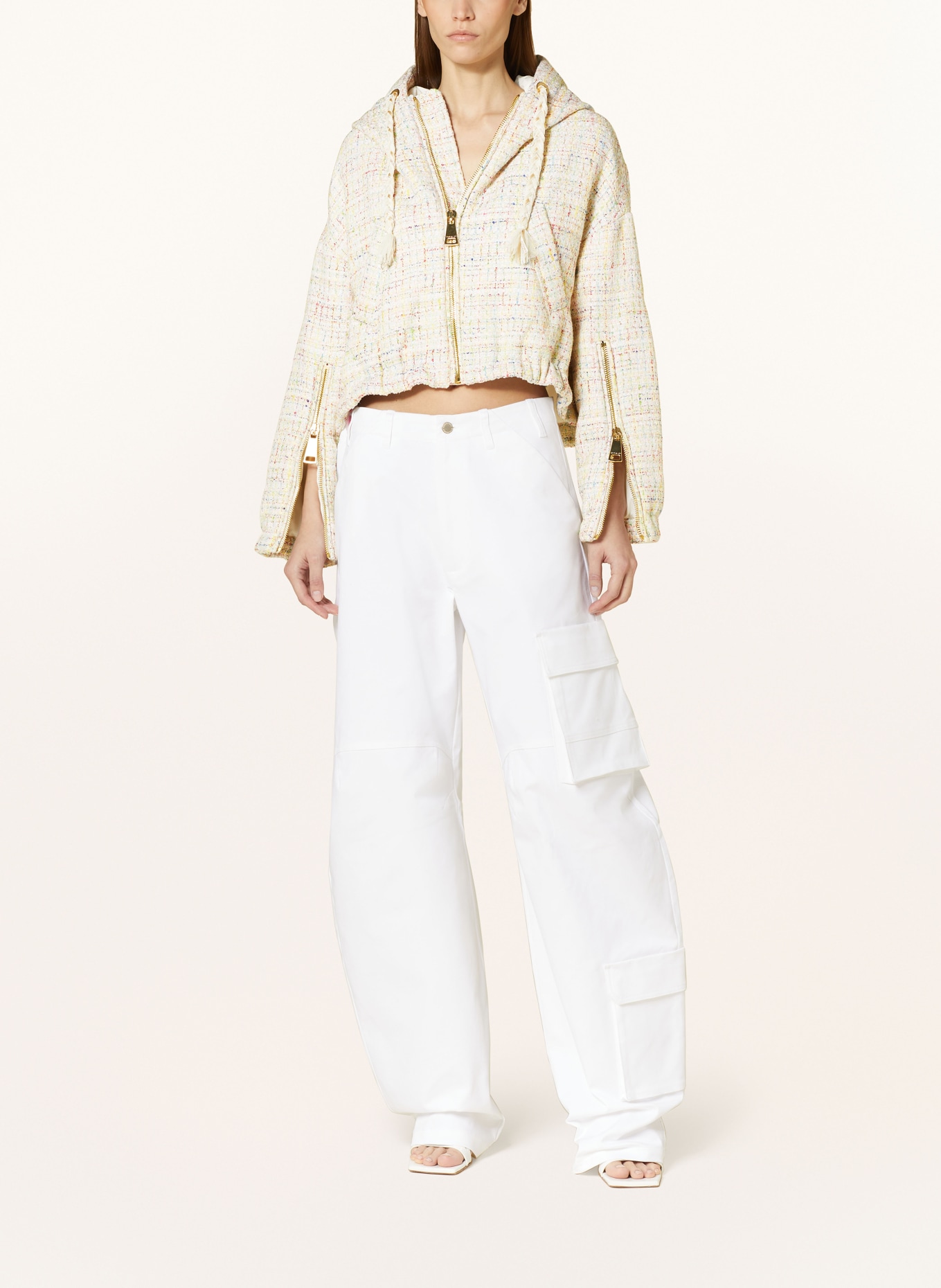 KHRISJOY Cropped bomber jacket in tweed, Color: LIGHT PINK/ LIGHT YELLOW/ GREEN (Image 2)