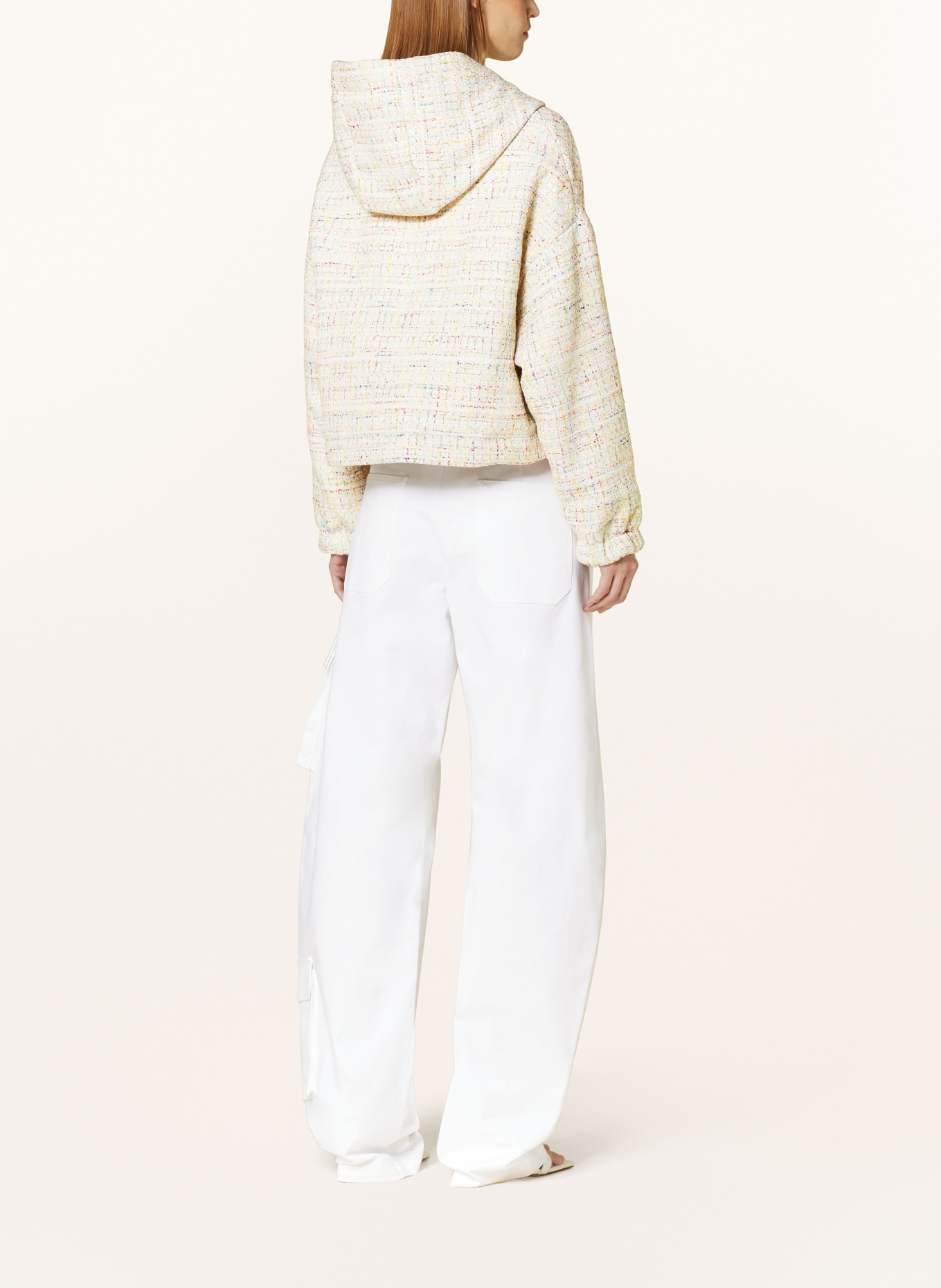 KHRISJOY Cropped bomber jacket in tweed, Color: LIGHT PINK/ LIGHT YELLOW/ GREEN (Image 3)
