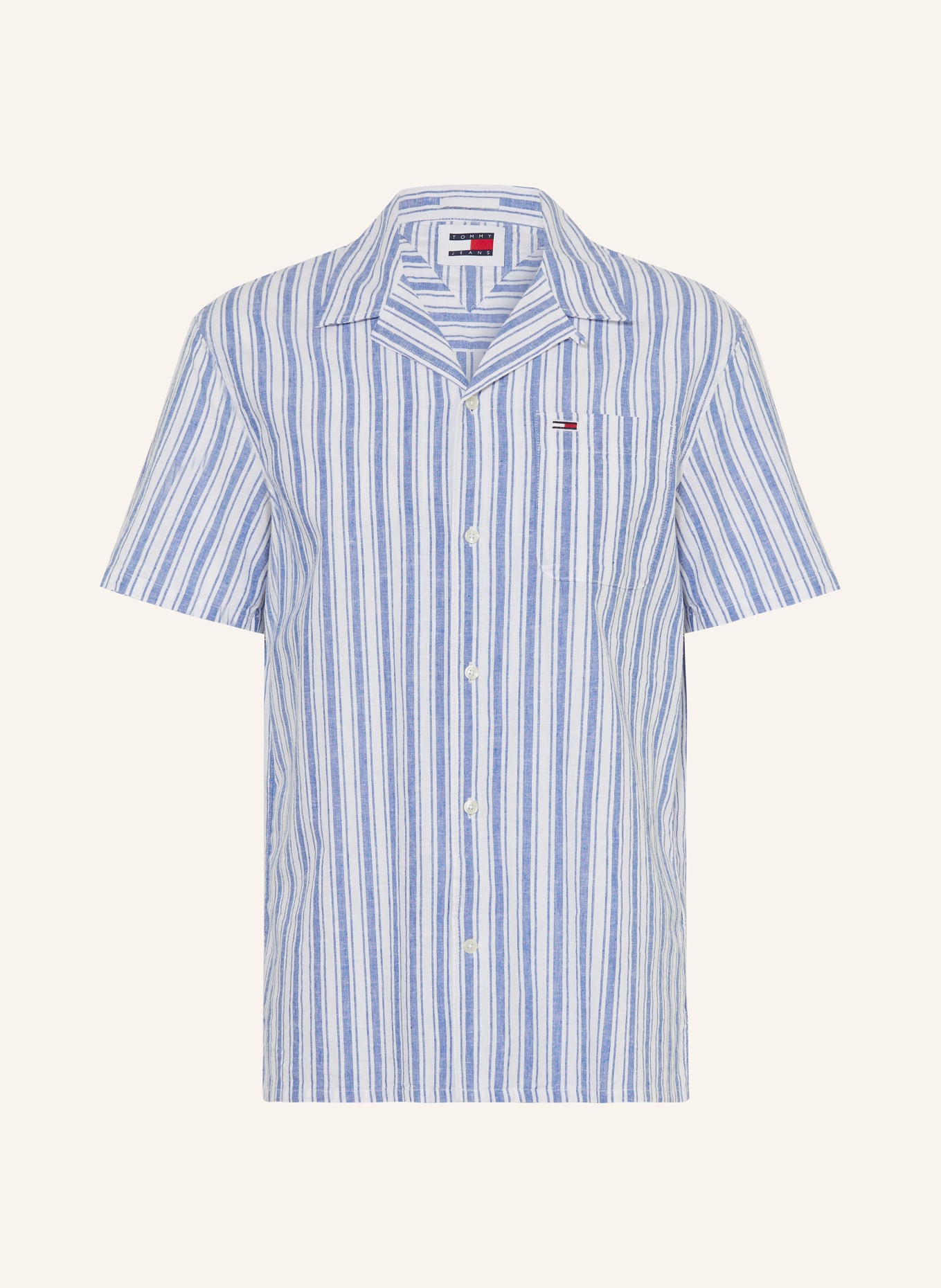 TOMMY JEANS Resort shirt regular fit with linen, Color: BLUE/ WHITE (Image 1)