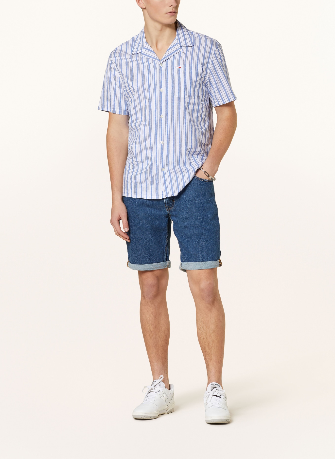 TOMMY JEANS Resort shirt regular fit with linen, Color: BLUE/ WHITE (Image 2)