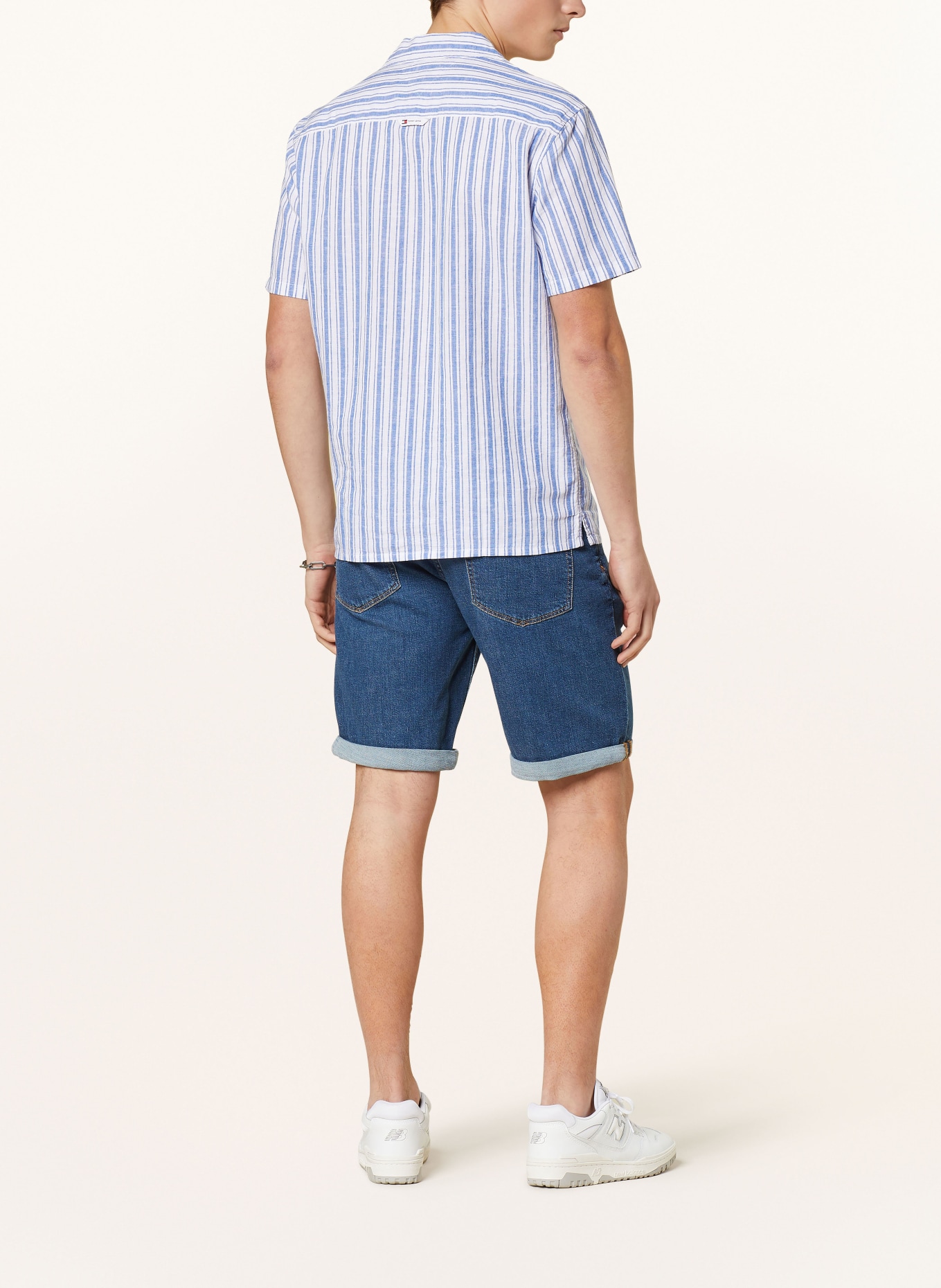TOMMY JEANS Resorthemd Regular Fit mit Leinen, Farbe: BLAU/ WEISS (Bild 3)