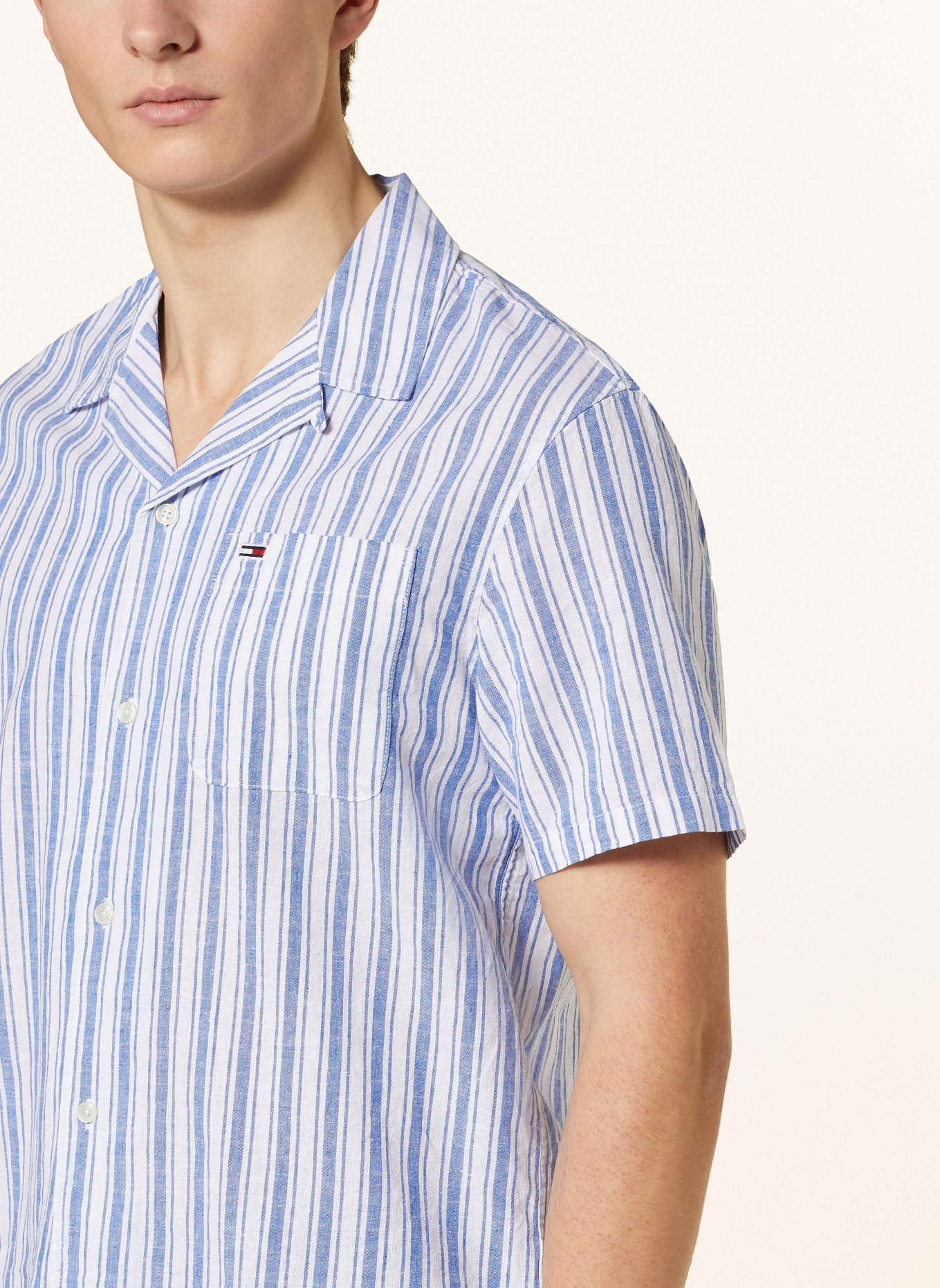 TOMMY JEANS Resort shirt regular fit with linen, Color: BLUE/ WHITE (Image 4)