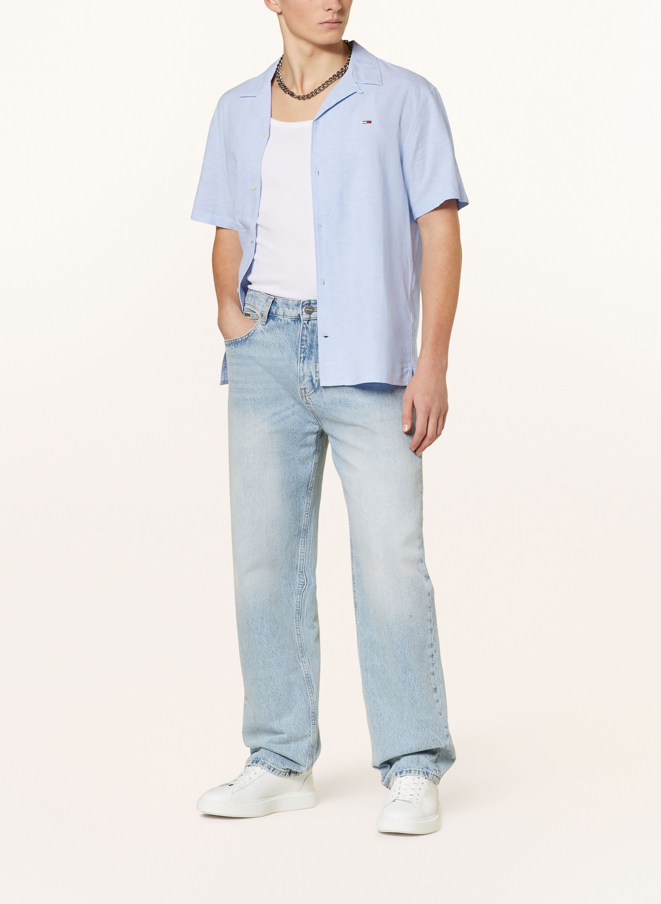 TOMMY JEANS Resort shirt regular fit with linen, Color: LIGHT BLUE (Image 2)