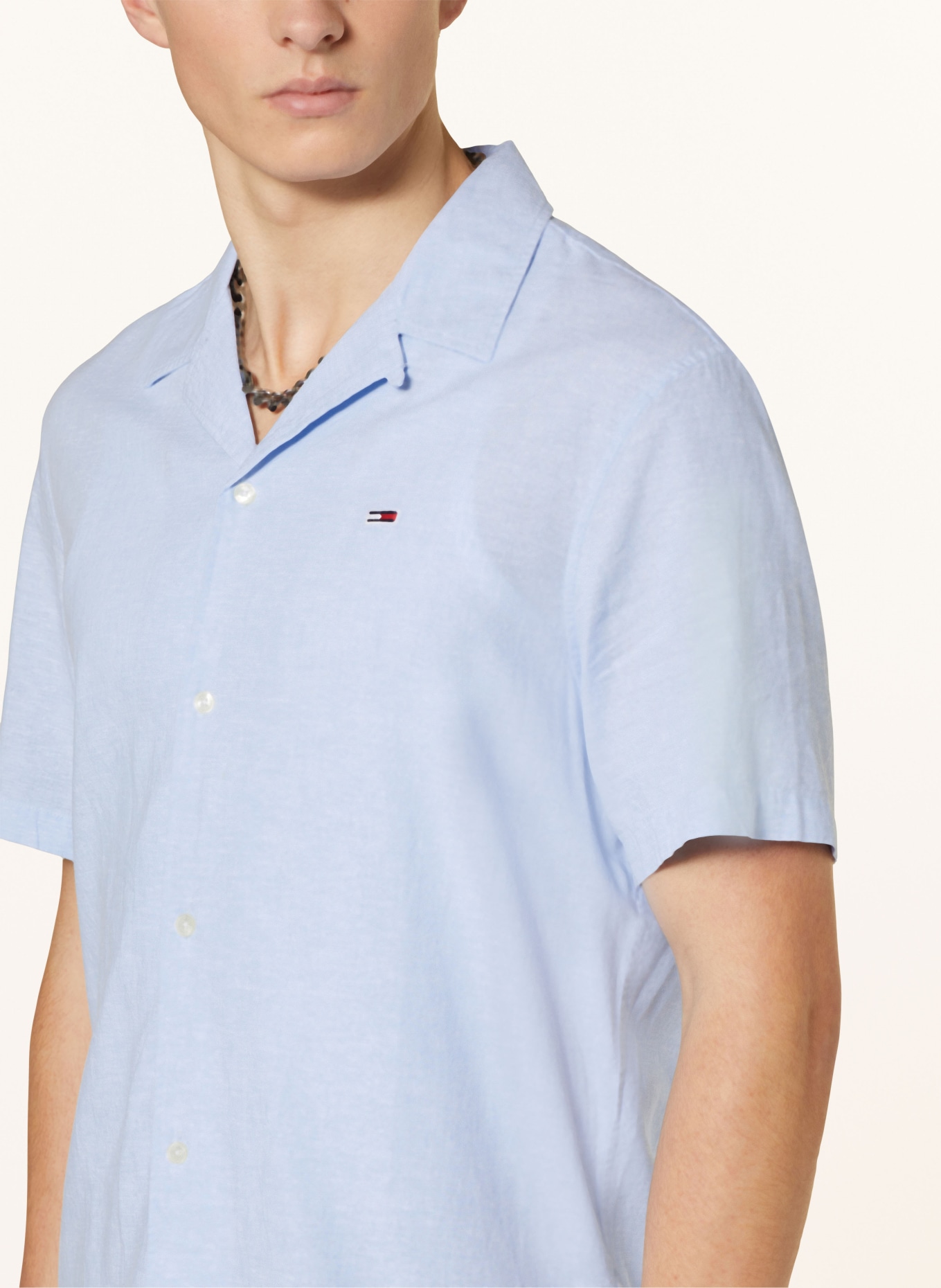 TOMMY JEANS Resort shirt regular fit with linen, Color: LIGHT BLUE (Image 4)