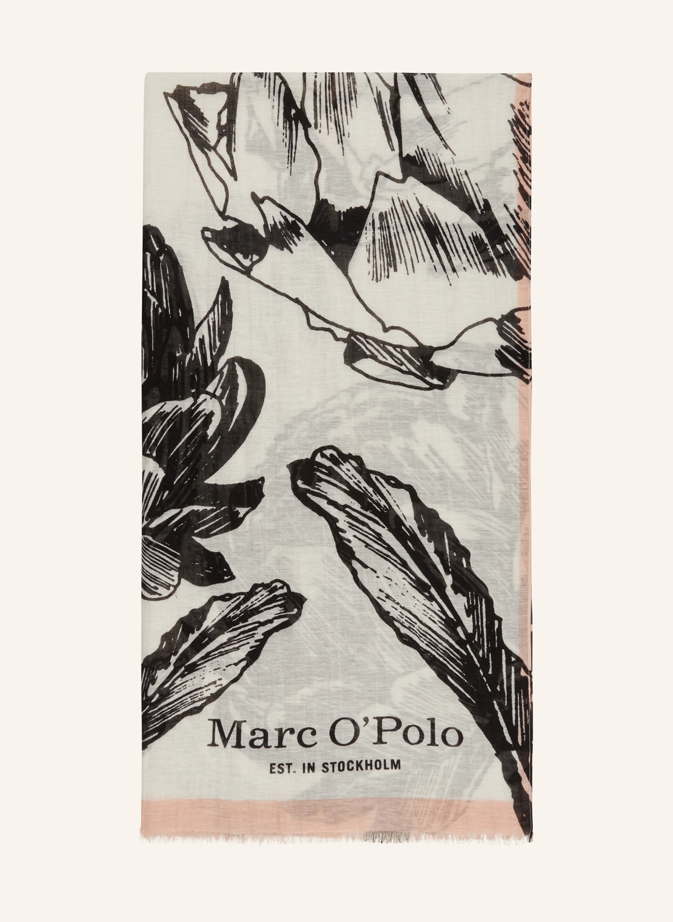 Marc O'Polo Scarf with linen, Color: WHITE/ BLACK/ NUDE (Image 1)