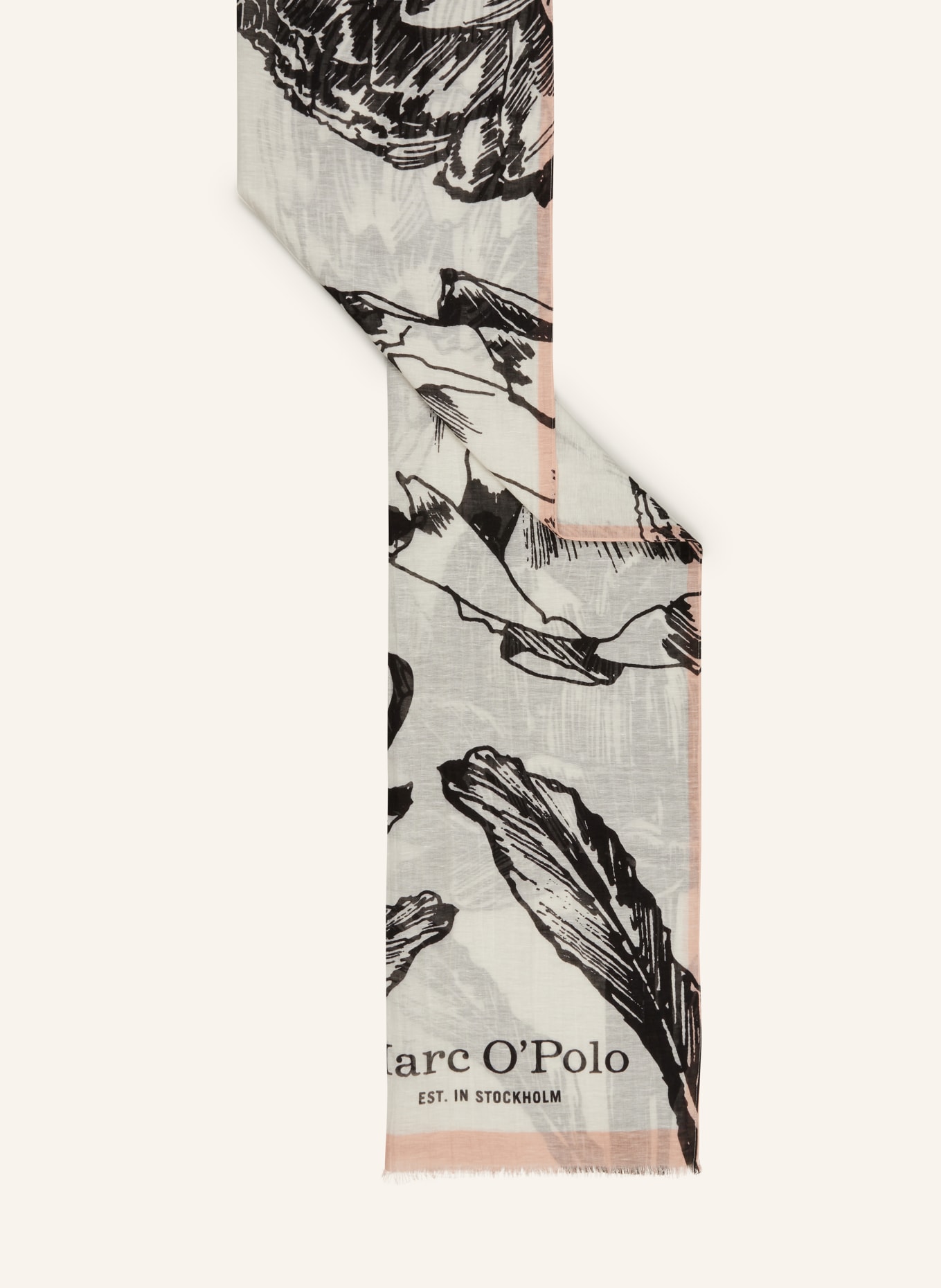 Marc O'Polo Scarf with linen, Color: WHITE/ BLACK/ NUDE (Image 2)