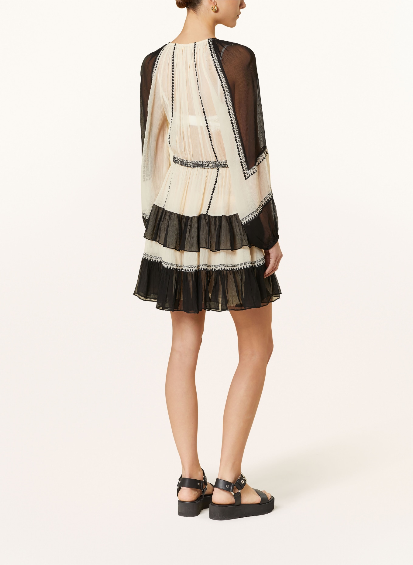 ULLA JOHNSON Dress LORELI with frills, Color: ECRU/ BLACK (Image 3)