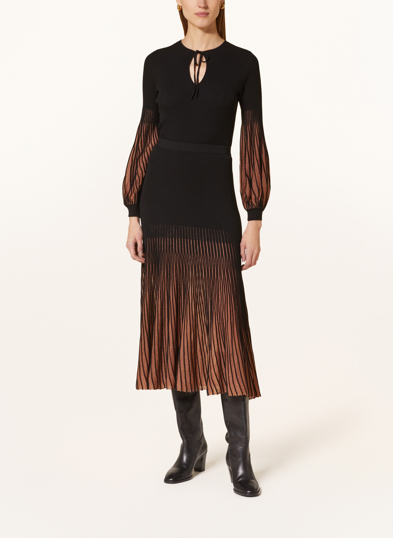 ULLA JOHNSON Sweater LENORA with glitter thread, Color: BLACK/ COGNAC (Image 2)
