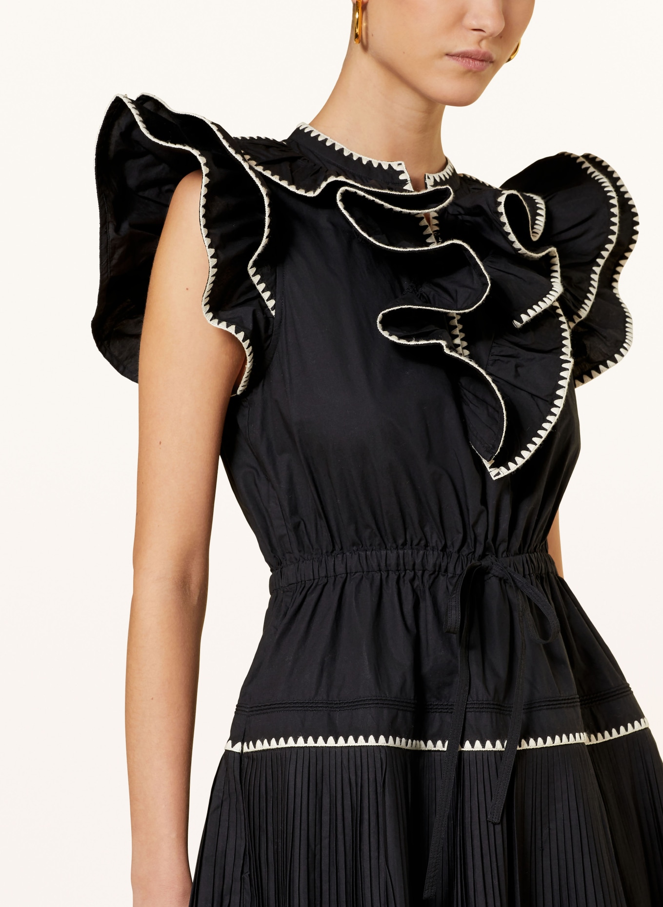 ULLA JOHNSON Pleated dress ATHENE, Color: BLACK (Image 4)