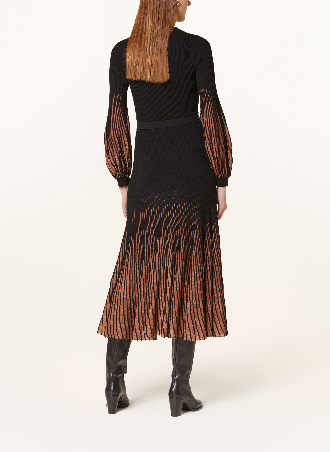 ULLA JOHNSON Knit skirt EMILIA with glitter thread, Color: BLACK/ COGNAC (Image 3)