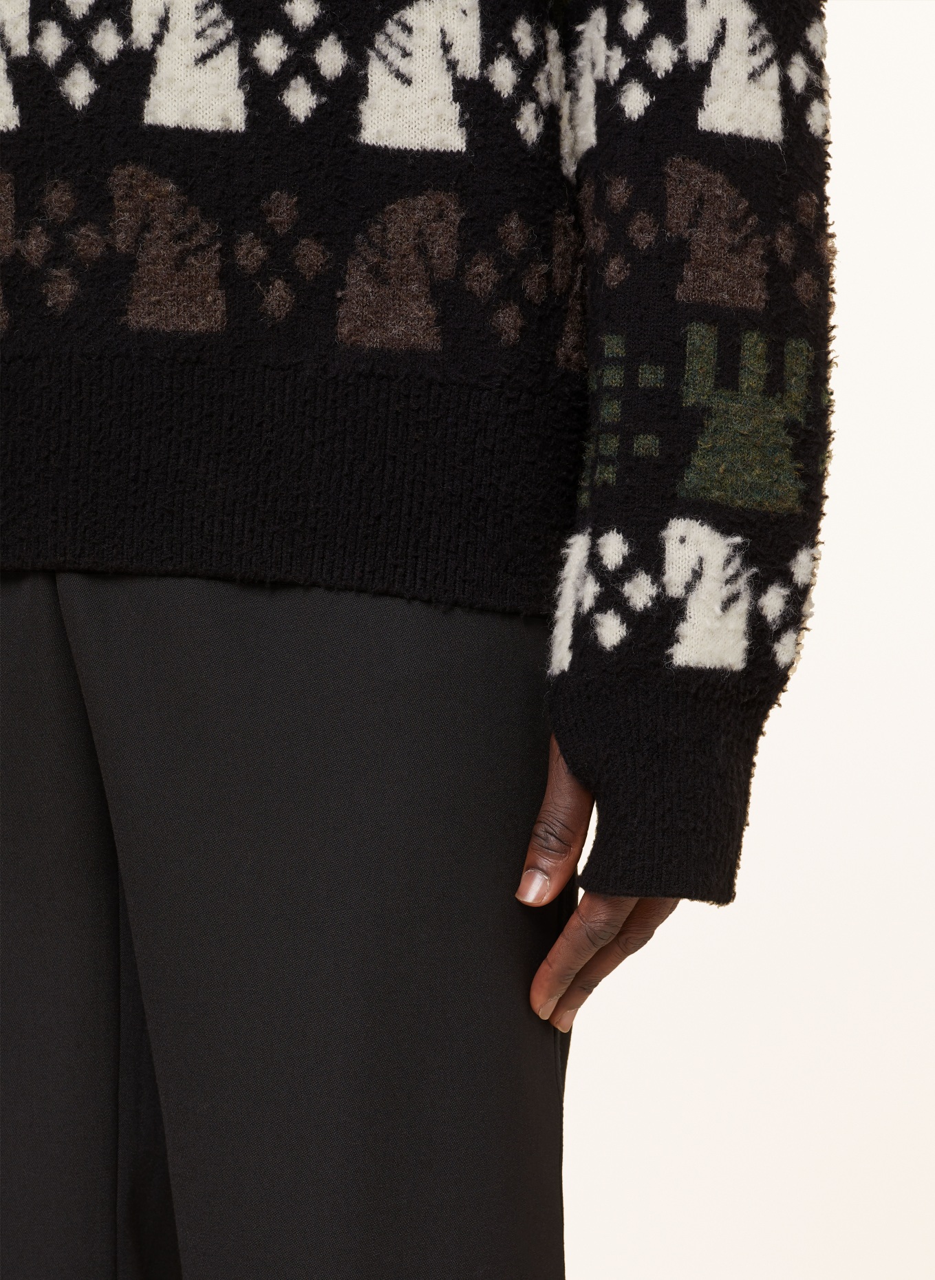 BURBERRY Sweater, Color: BLACK/ DARK GREEN/ WHITE (Image 5)