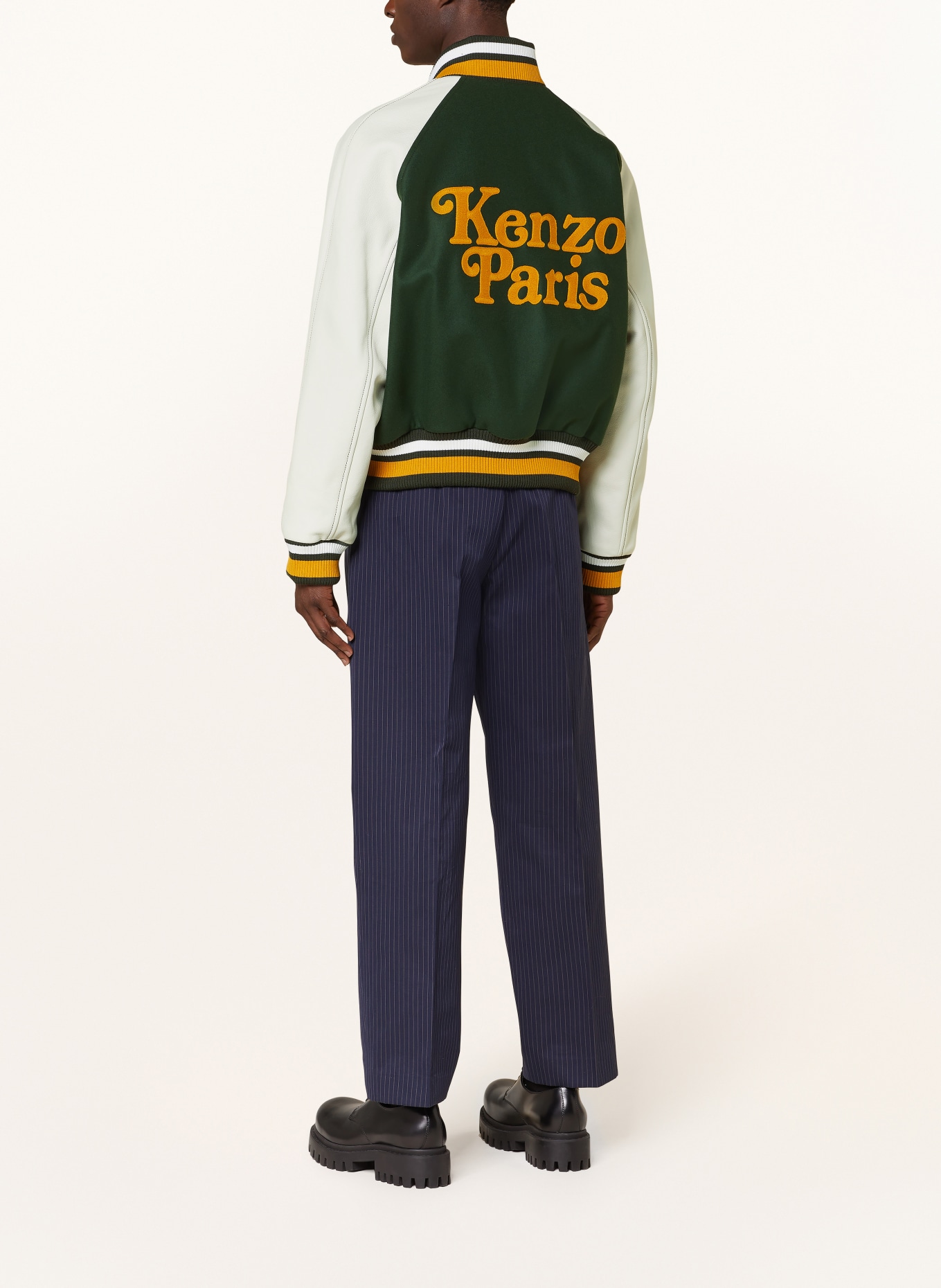 KENZO College jacket in mixed materials, Color: KHAKI/ DARK YELLOW/ ECRU (Image 3)