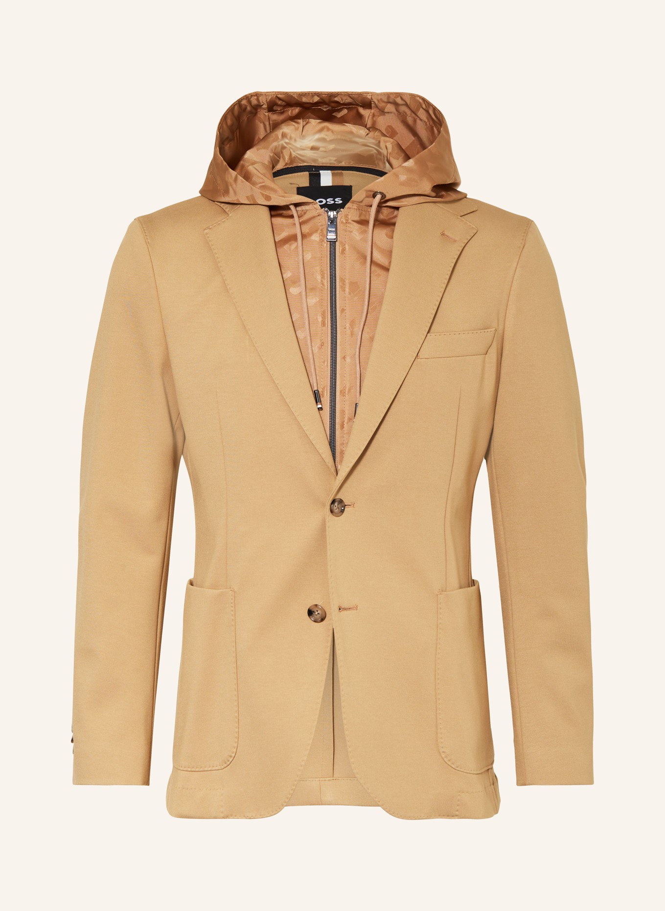 BOSS Jersey jacket HANRY with detachable trim, Color: 260 MEDIUM BEIGE (Image 1)