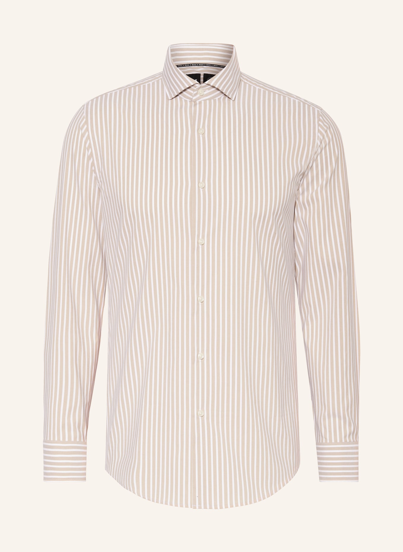 BOSS Shirt HANK slim fit, Color: BEIGE/ WHITE (Image 1)