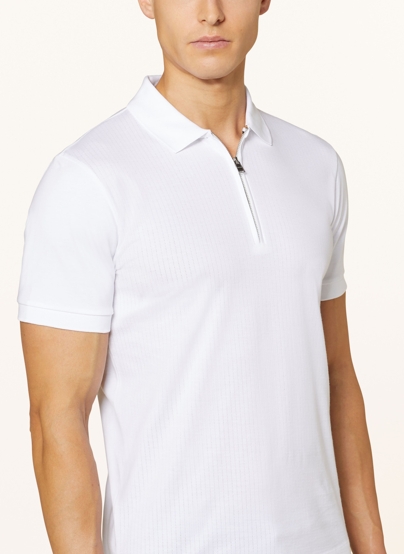 BOSS Polo shirt POLSTON 35 slim fit, Color: WHITE (Image 4)