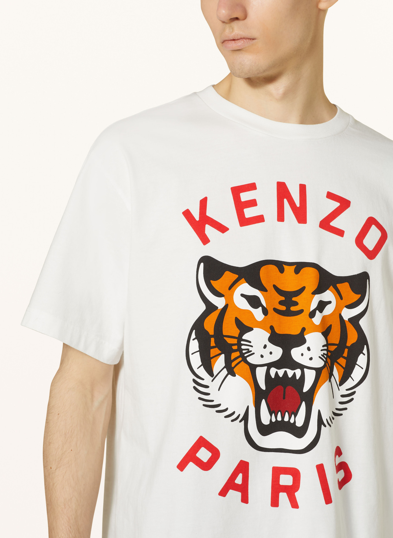 KENZO Oversized shirt TIGER, Color: WHITE/ RED/ ORANGE (Image 4)