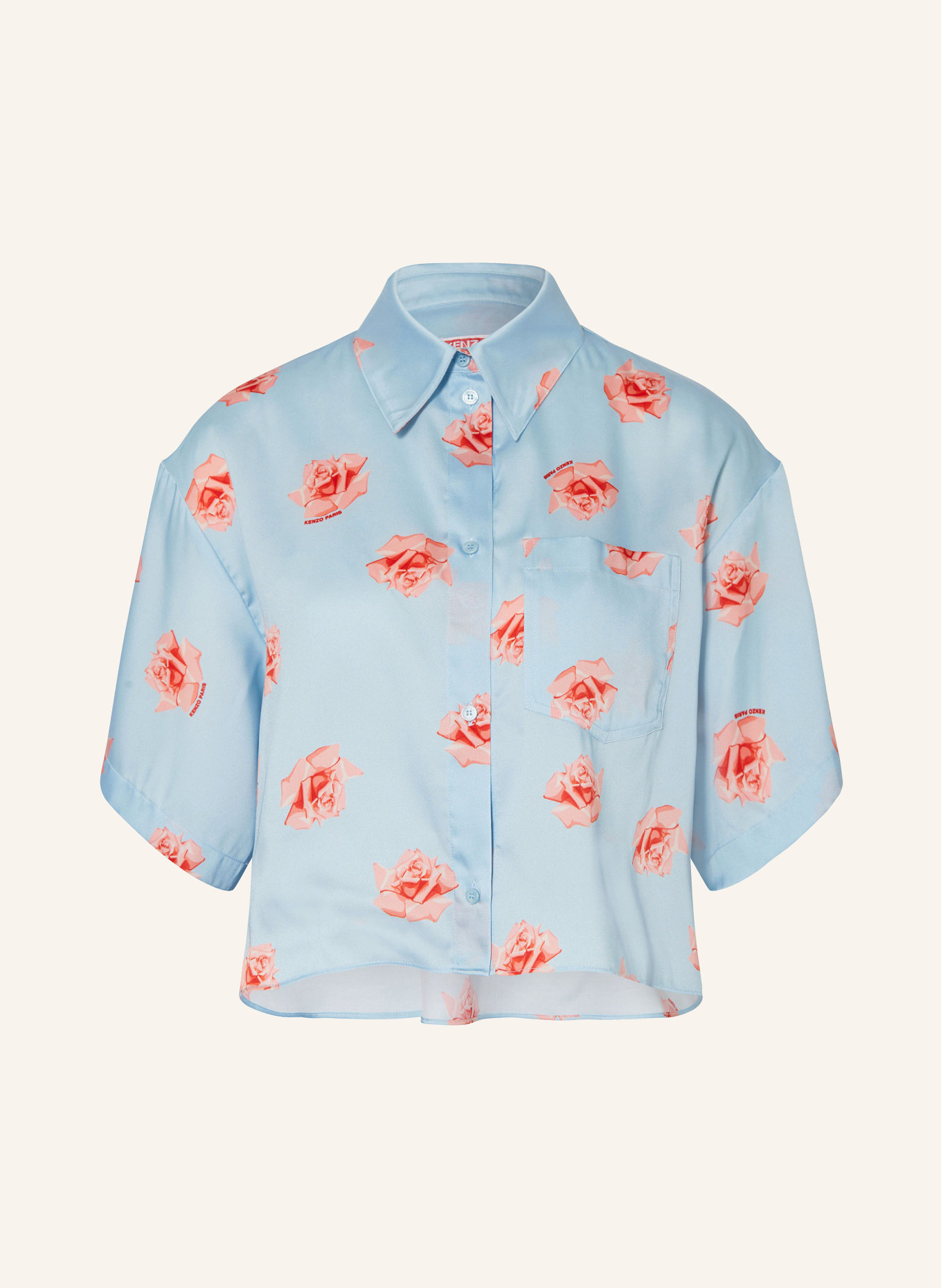 KENZO Cropped shirt blouse, Color: LIGHT BLUE/ RED (Image 1)