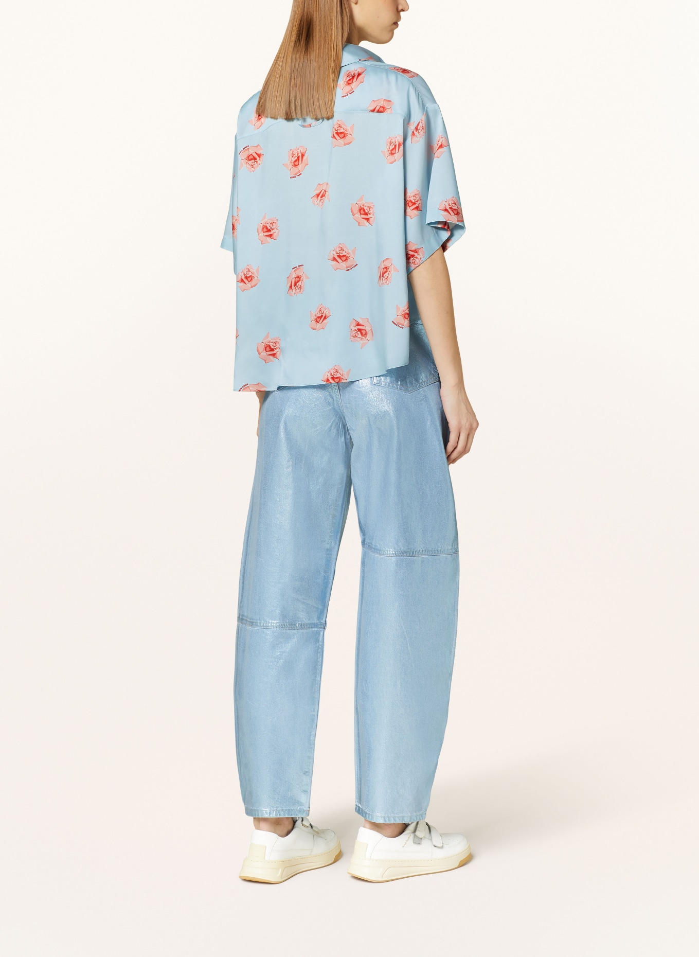 KENZO Cropped shirt blouse, Color: LIGHT BLUE/ RED (Image 3)